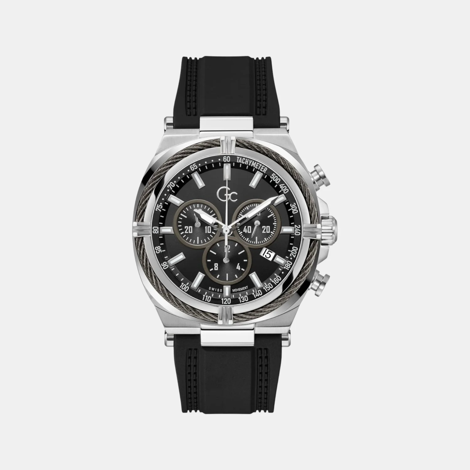 Gc Ironclass Men Quartz Black Dial Chronograph Silicone Watch Z32007G2 - Image 2