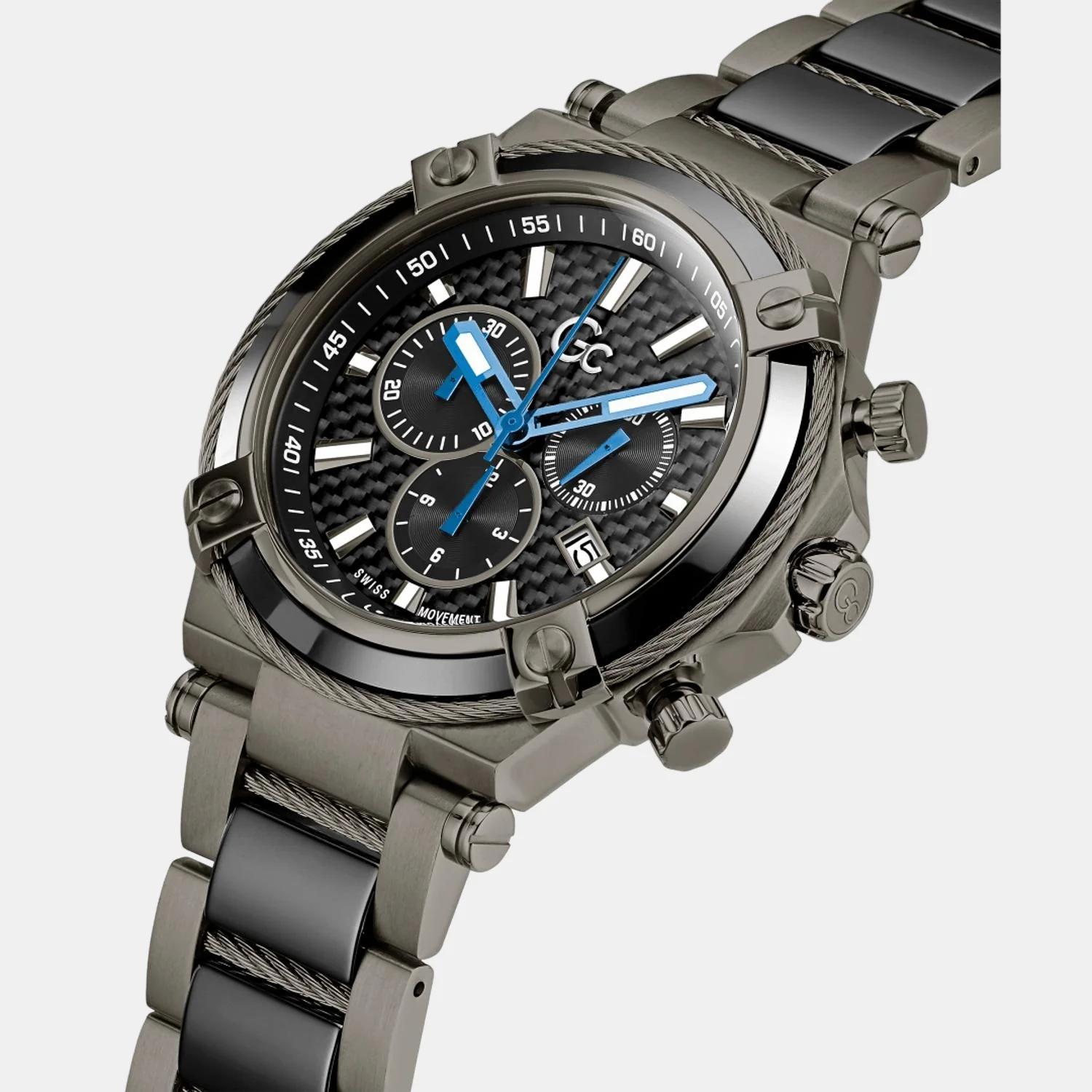 Men Quartz Black Dial Chronograph Stainless Steel Watch Y89003G2MF - Image 2