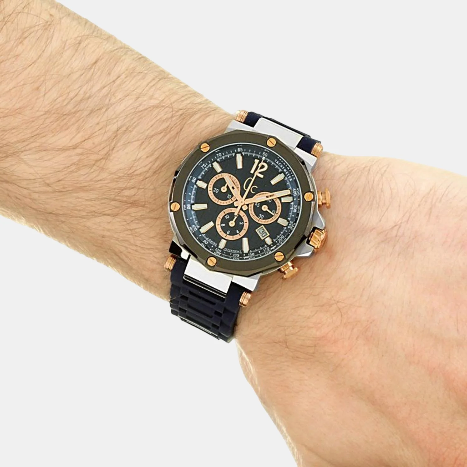 Men Quartz Blue Dial Chronograph Silicone Watch Y53007G7MF - Image 4