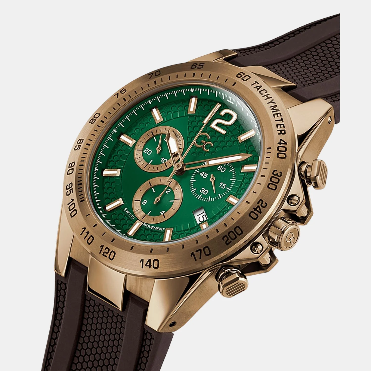 Men Quartz Green Dial Chronograph Silicone Watch Z07003G9MF - Image 2