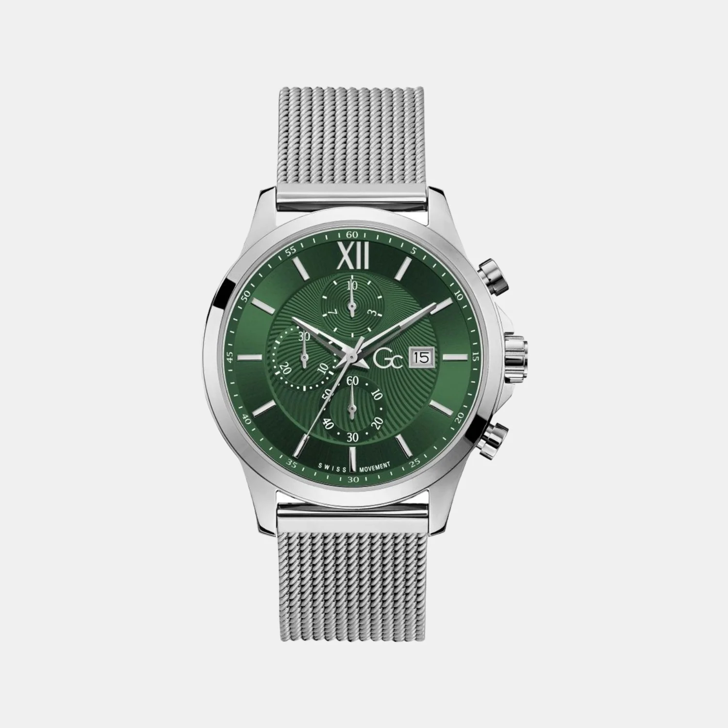 Men Quartz Green Dial Chronograph Stainless Steel Watch Y27012G9MF