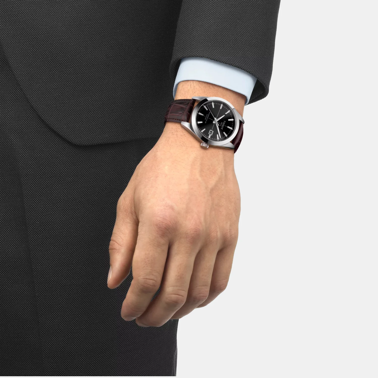 Gentleman Powermatic 80 Men Black Dial Analog Leather Watch T1274071605101 - Image 5