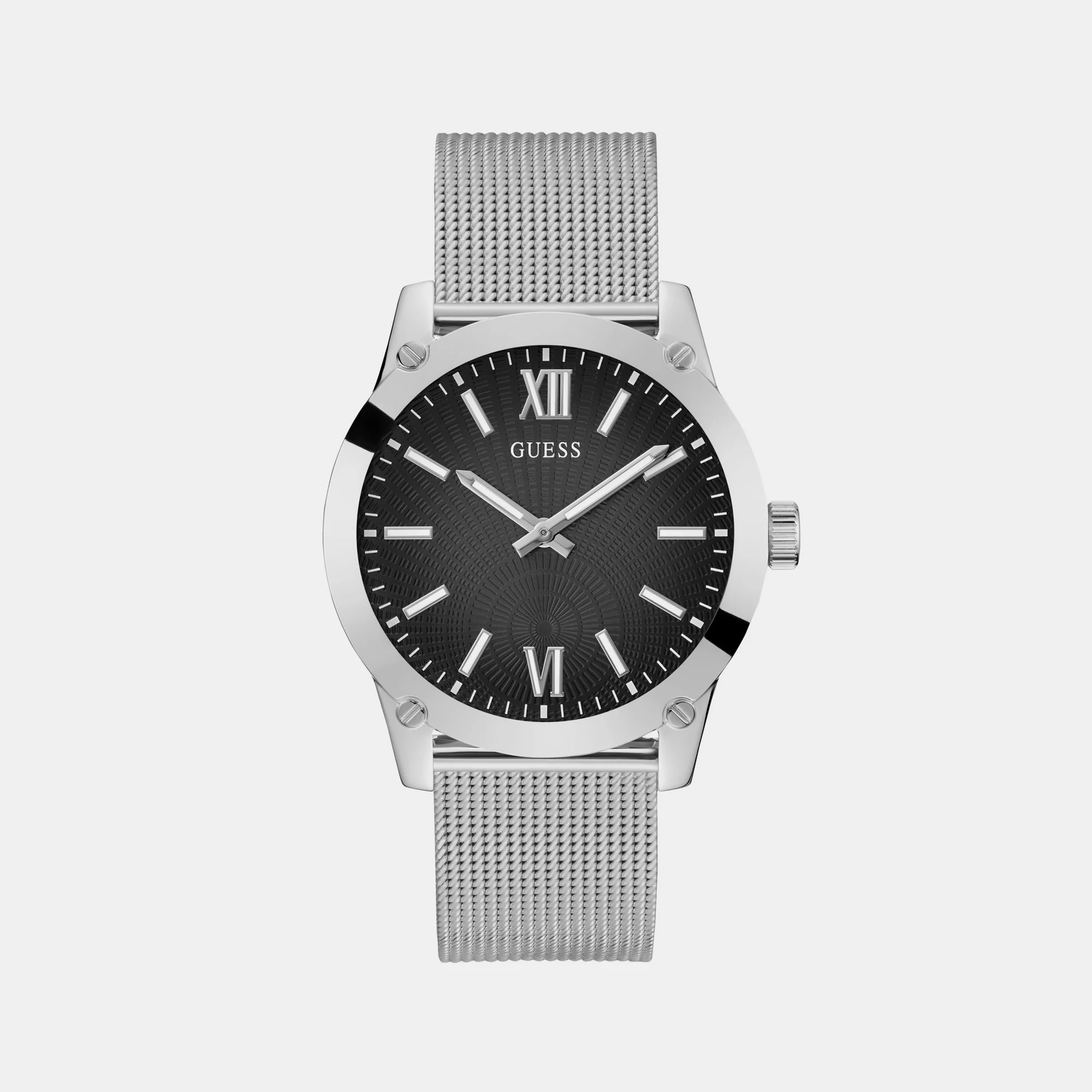 Crescent Men Quartz Black Dial Analog Mesh Watch GW0629G1 - Image 2