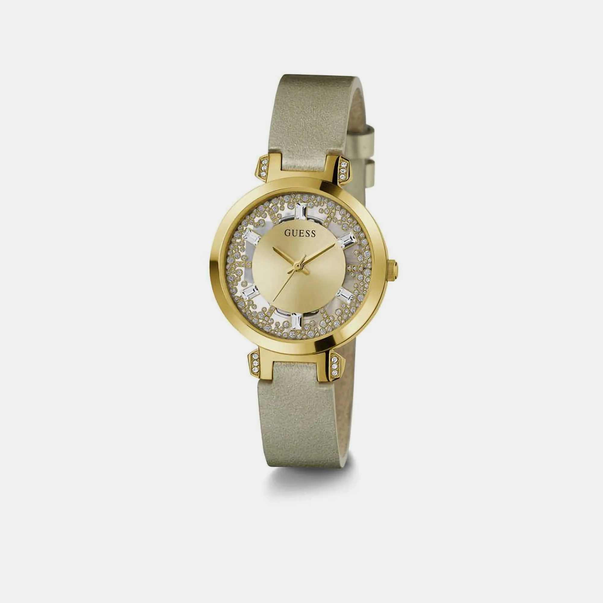 Crystal Clear Women Quartz Champagne Dial Analog Leather Watch GW0535L4 - Image 6