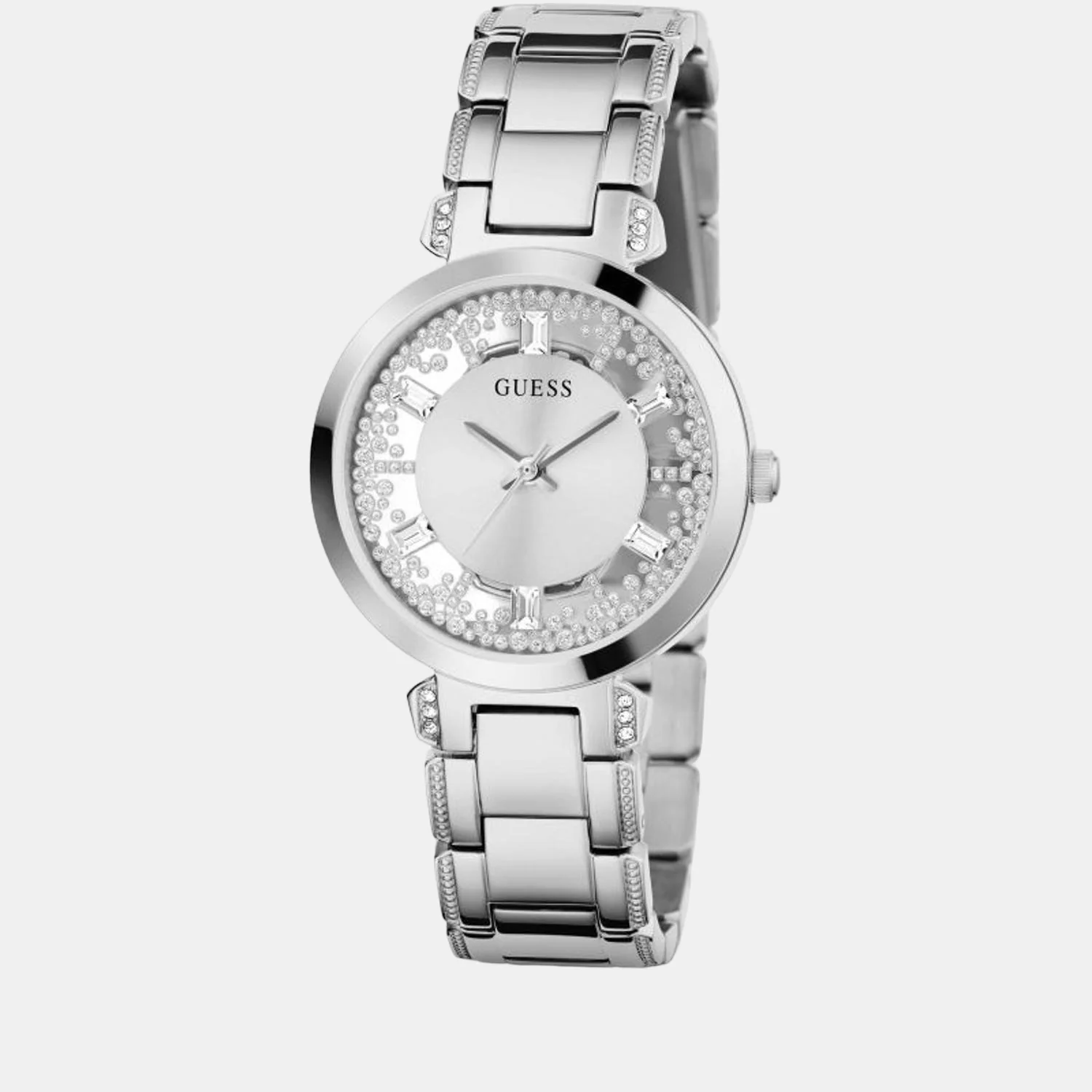 Crystal Clear Women Quartz Silver Dial Analog Stainless Steel Watch GW0470L1 - Image 4
