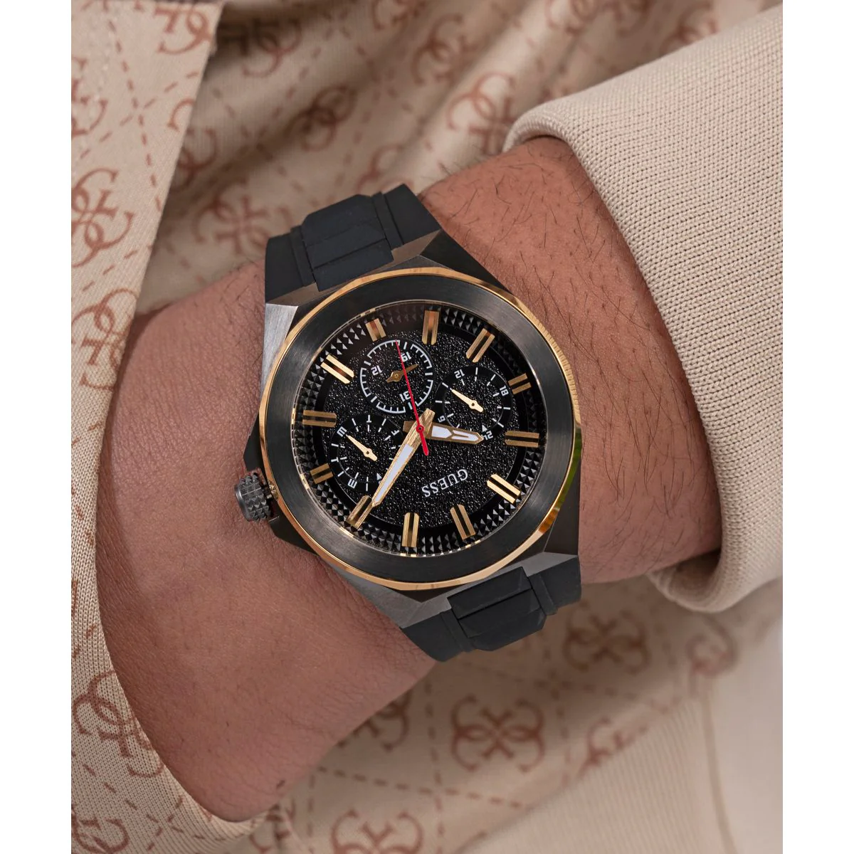 Dashboard Men Quartz Black Dial Multi-Function Silicone Watch GW0799G1 - Image 9