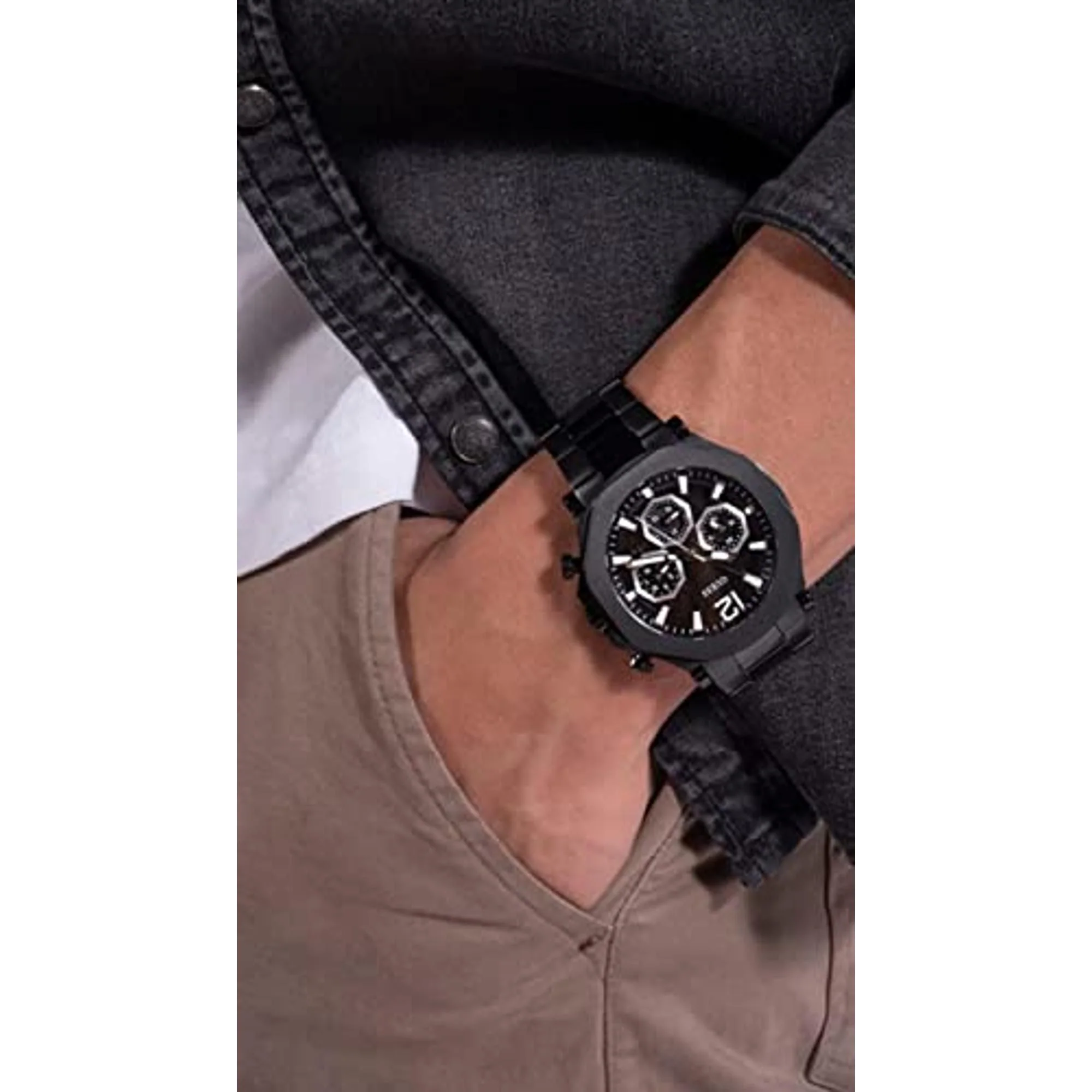 Edge Men Quartz Black Dial Chronograph Stainless Steel Watch GW0539G3 - Image 5