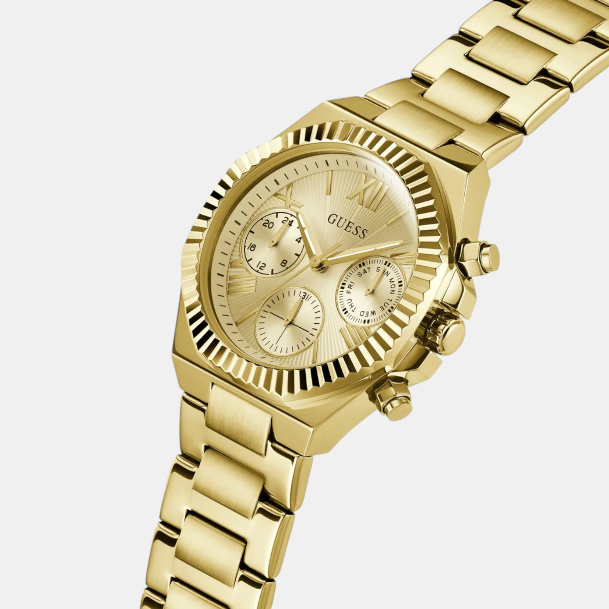 Equality Women Quartz Champagne Dial Chronograph Stainless Steel Watch GW0769L2 - Image 4