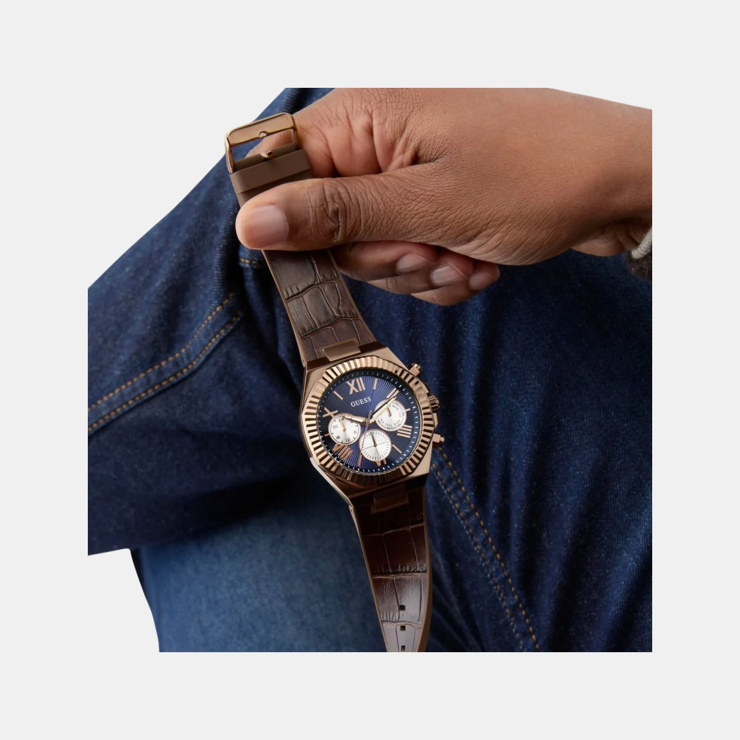 Equity Men Quartz Blue Dial Multi-Function Leather Watch GW0791G4 - Image 3