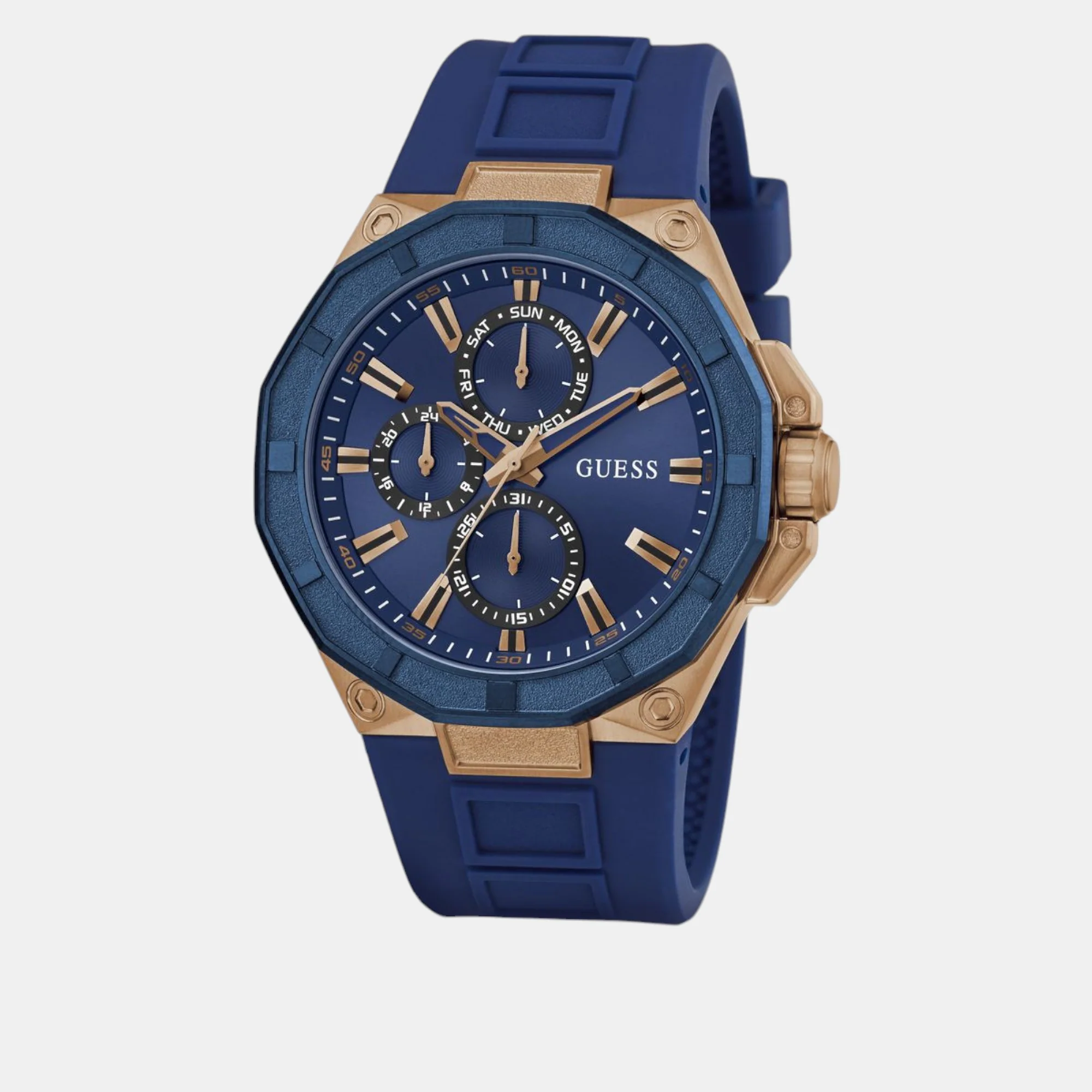 Guess Sport Men Quartz Blue Dial Multi-Function Silicone Watch GW0803G2 - Image 3