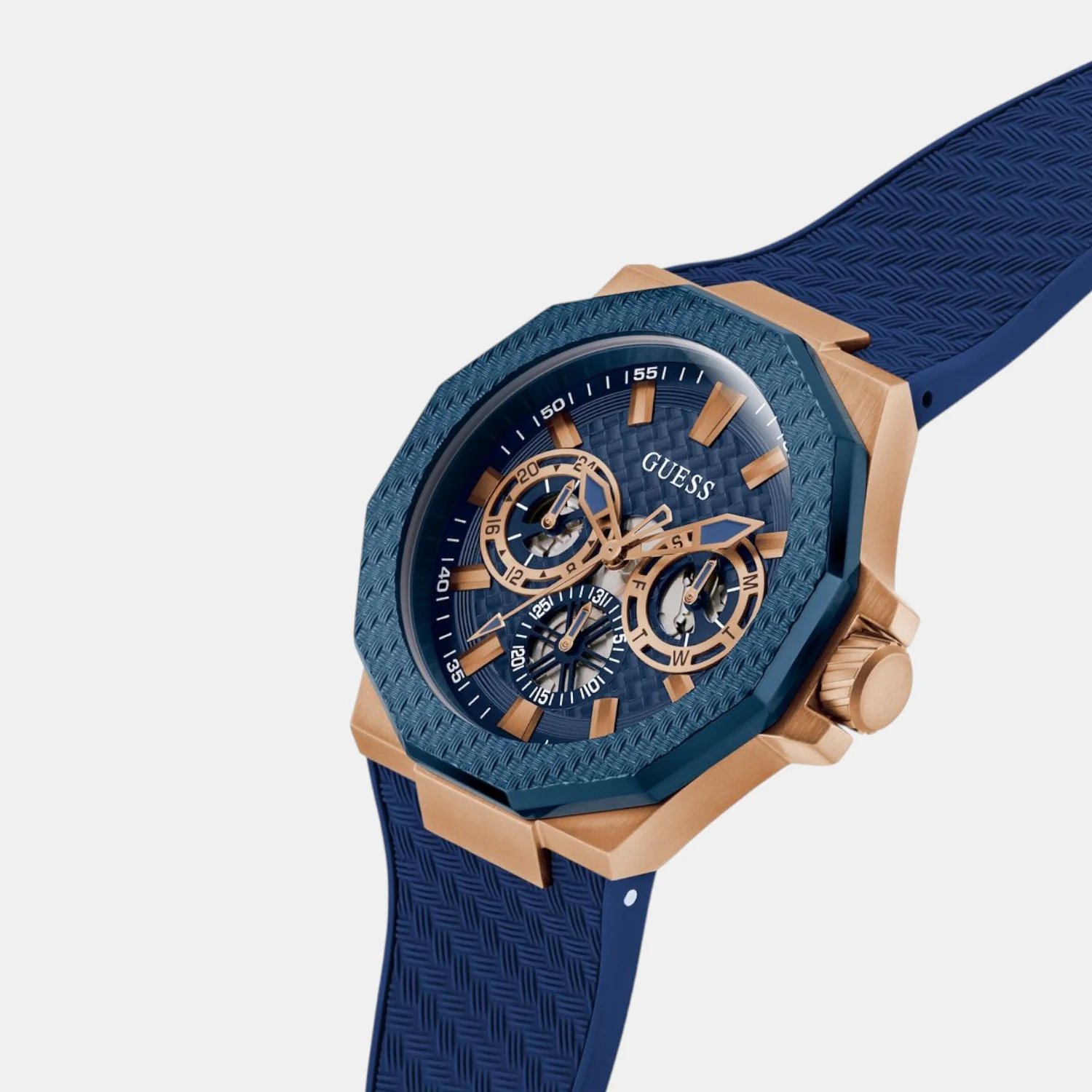 Guess Sport Men Quartz Blue Dial Multi-Function Silicone Watch GW0853G3 - Image 4