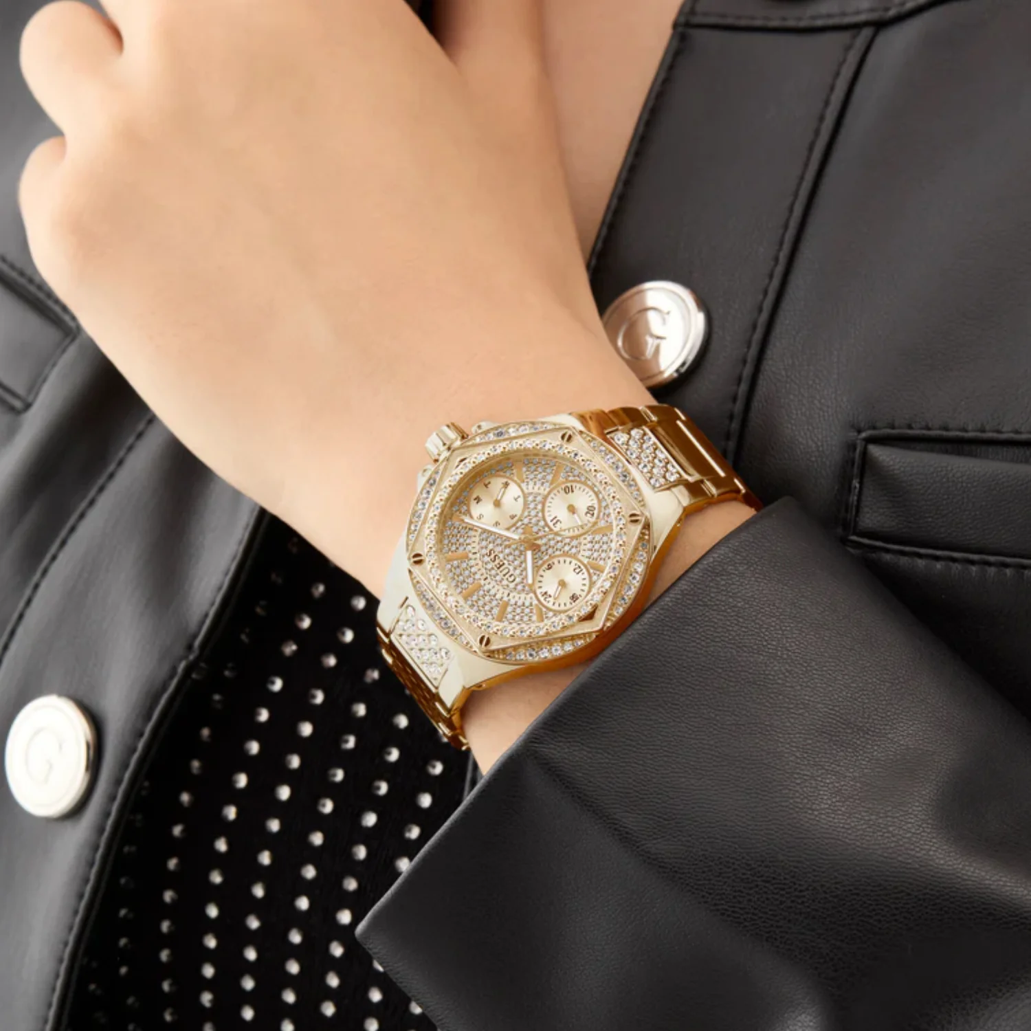Guess Trend Women Quartz Champagne Dial Multi-Function Stainless Steel Watch GW0878L2 - Image 6