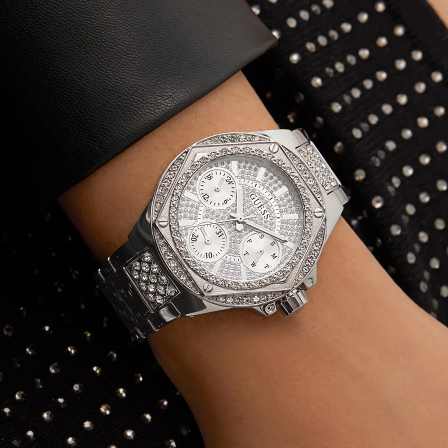 Guess Trend Women Quartz Silver Dial Multi-Function Stainless Steel Watch GW0878L1 - Image 5