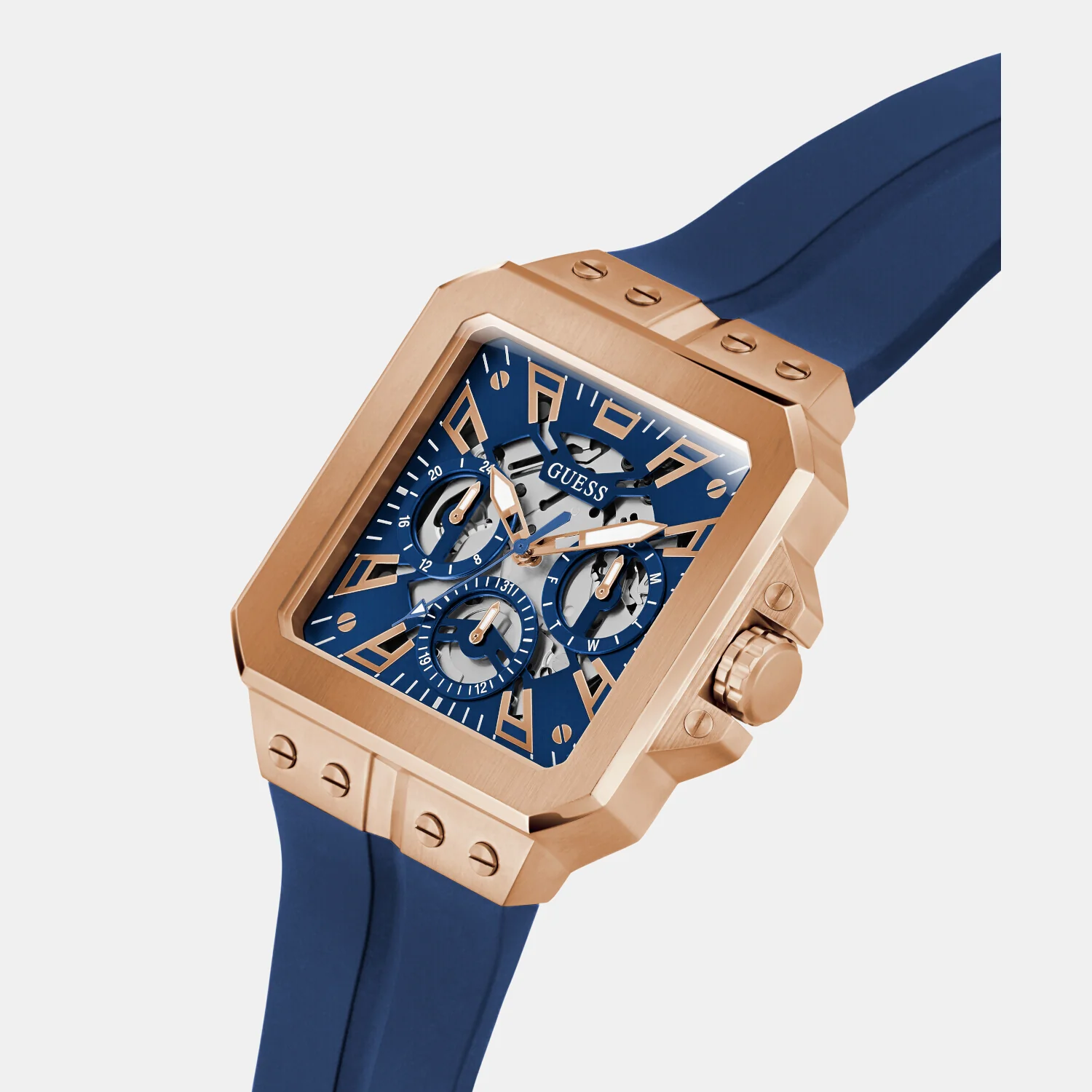 Leo Men Quartz Blue Dial Analog Silicone Watch GW0637G3 - Image 4