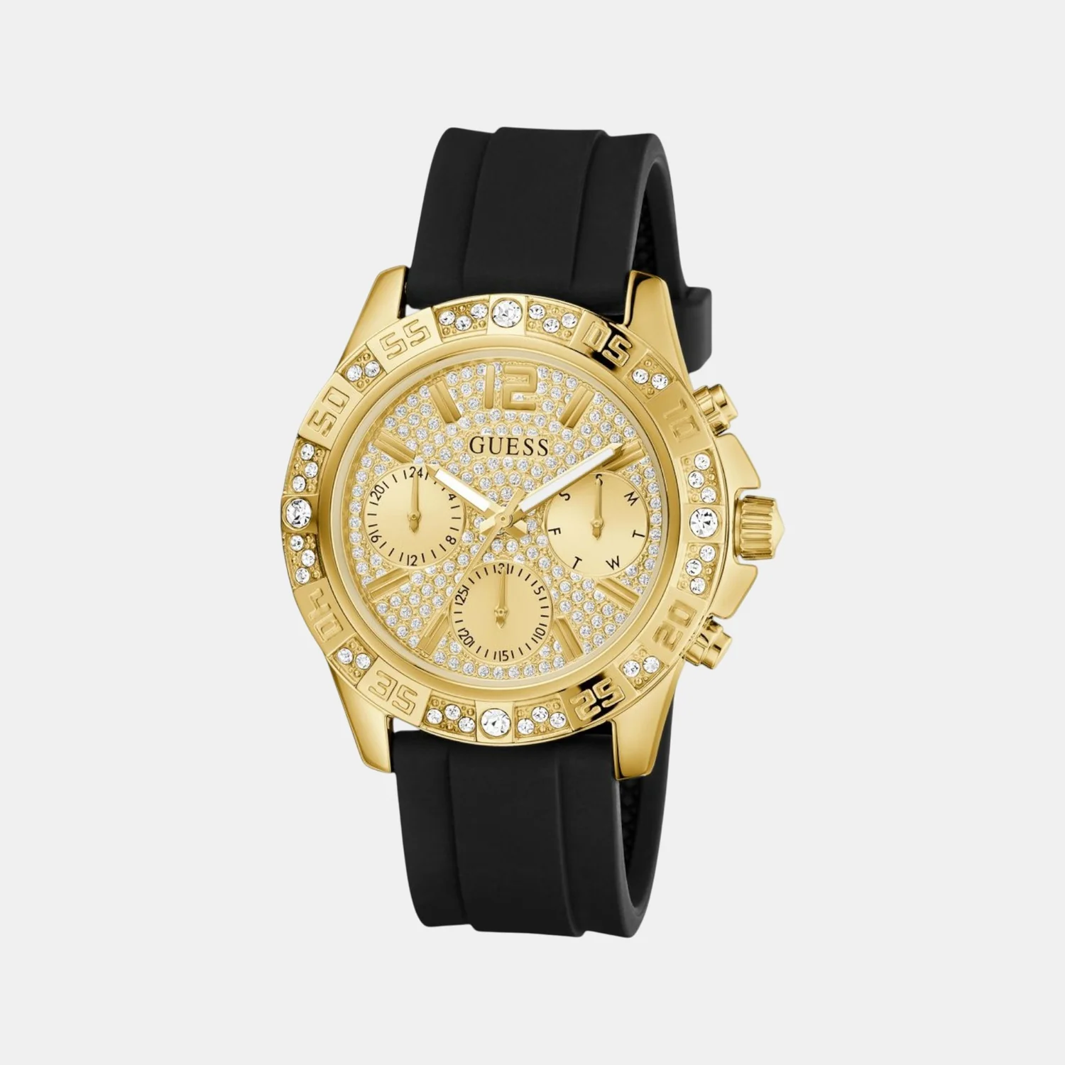 Majesty Women Quartz Champagne Dial Multi-Function Silicone Watch GW0772L5 - Image 3
