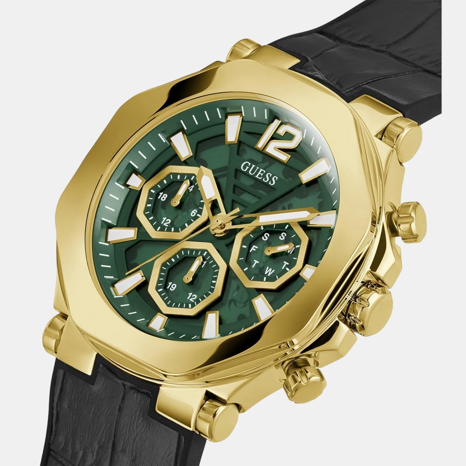 Men Quartz Green Dial Chronograph Leather Watch GW0492G3 - Image 4