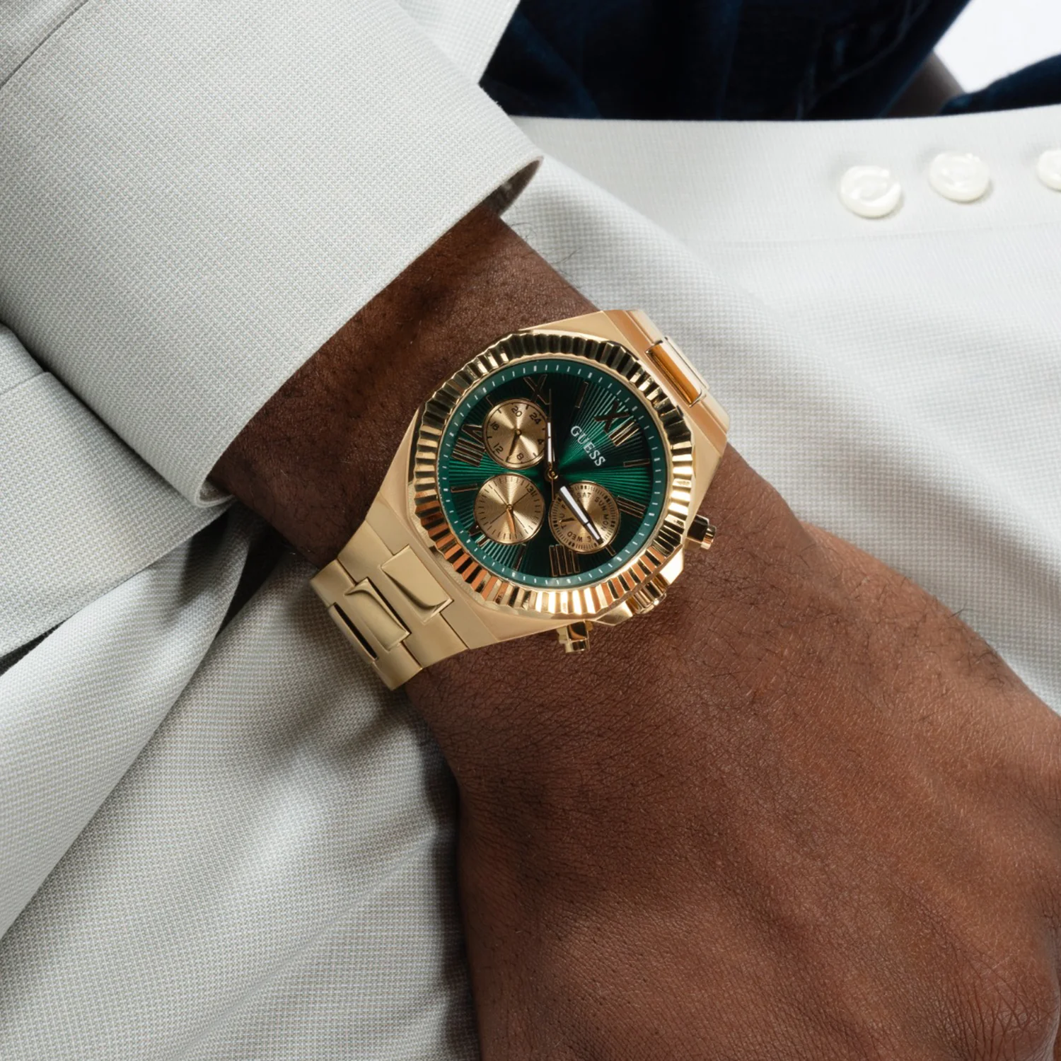 Men Quartz Green Dial Multi-Function Stainless Steel Watch GW0703G2 - Image 7