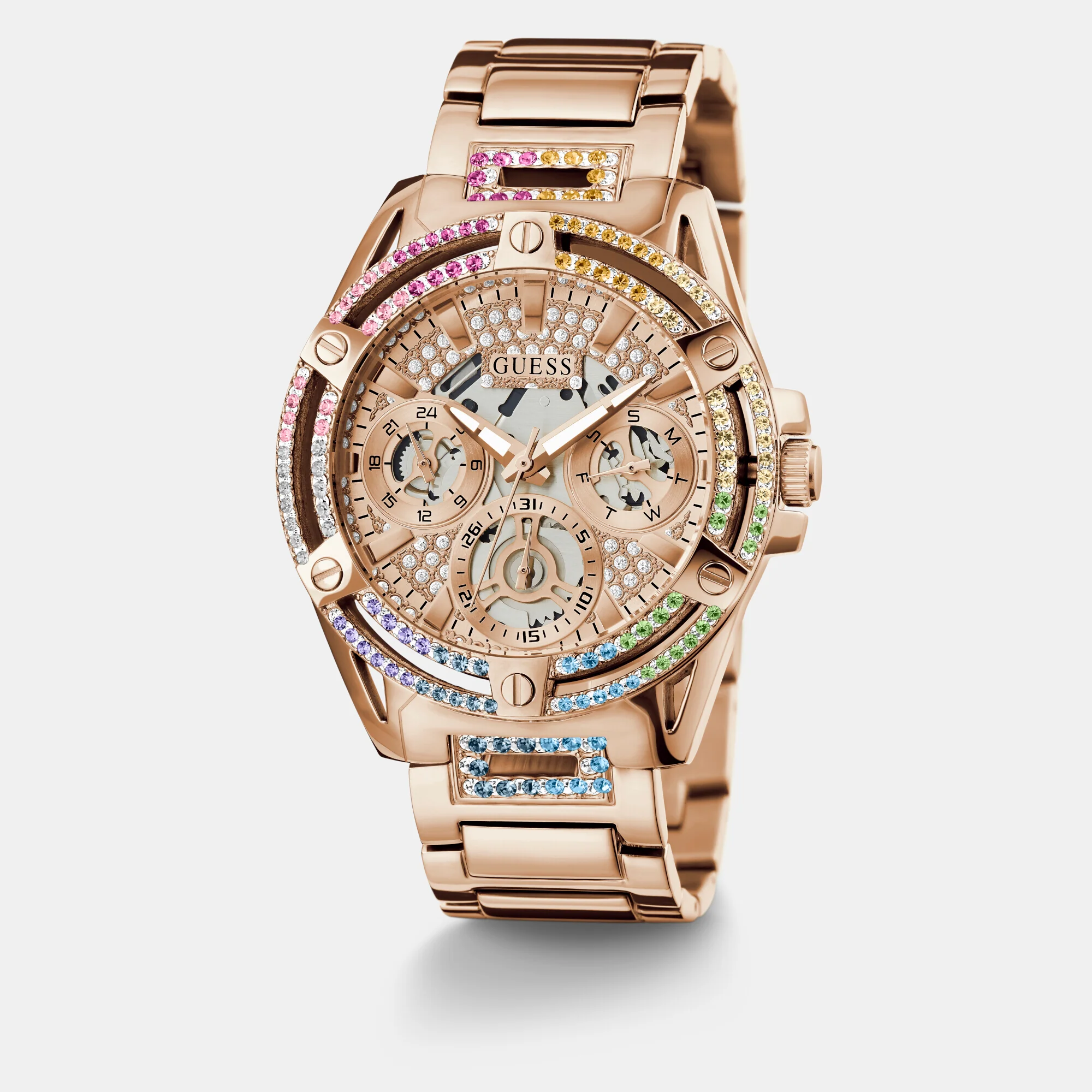Queen Women Quartz Rose Gold Dial Chronograph Stainless Steel Watch GW0464L5 - Image 4