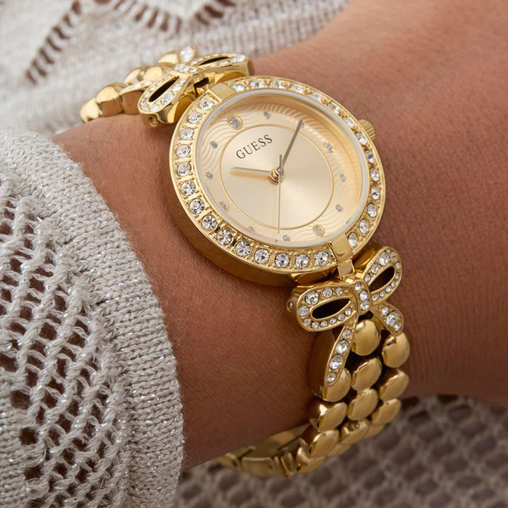 Ribbon Women Quartz Champagne Dial Analog Recycled Steel Watch GW0838L2 - Image 9