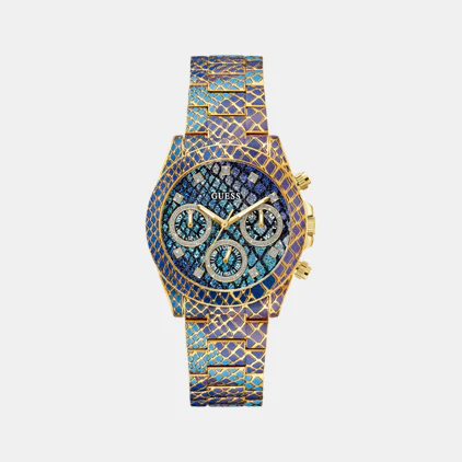 Serpentine Women Quartz Animal Print Dial Chronograph Stainless Steel Watch GW0752L1