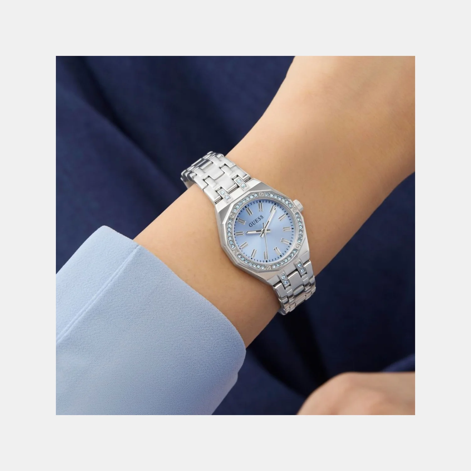 Swarovski ReCreated Limited Edition Bejeweled Women Quartz Ice Blue Dial Analog Stainless Steel Watch GW1010L1 - Image 10