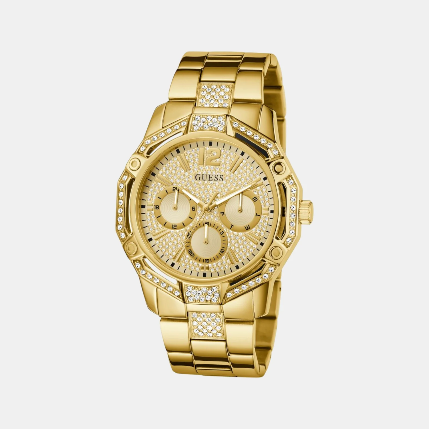 Trend Men Quartz Champagne Dial Multi-Function Stainless Steel Watch GW0990G2 - Image 2