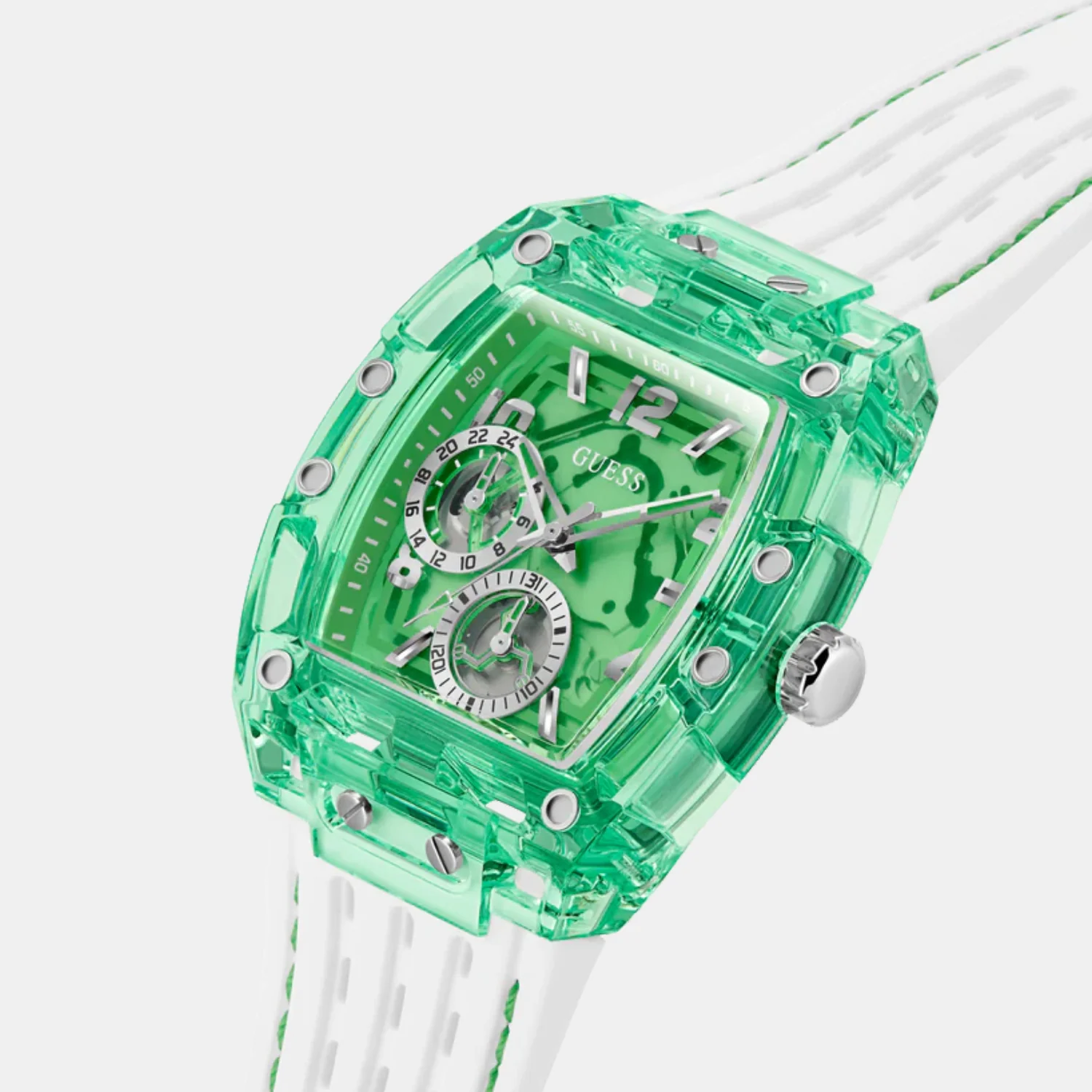 Trend Men Quartz Green Dial Multi-Function Silicone Watch GW0499G10 - Image 3