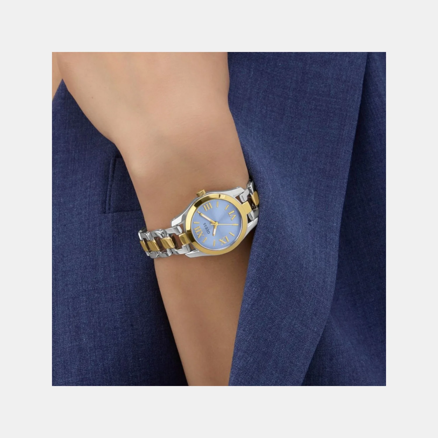 Veda Women Quartz Ice Blue Dial Analog Recycled Steel Watch GW0927L3 - Image 7