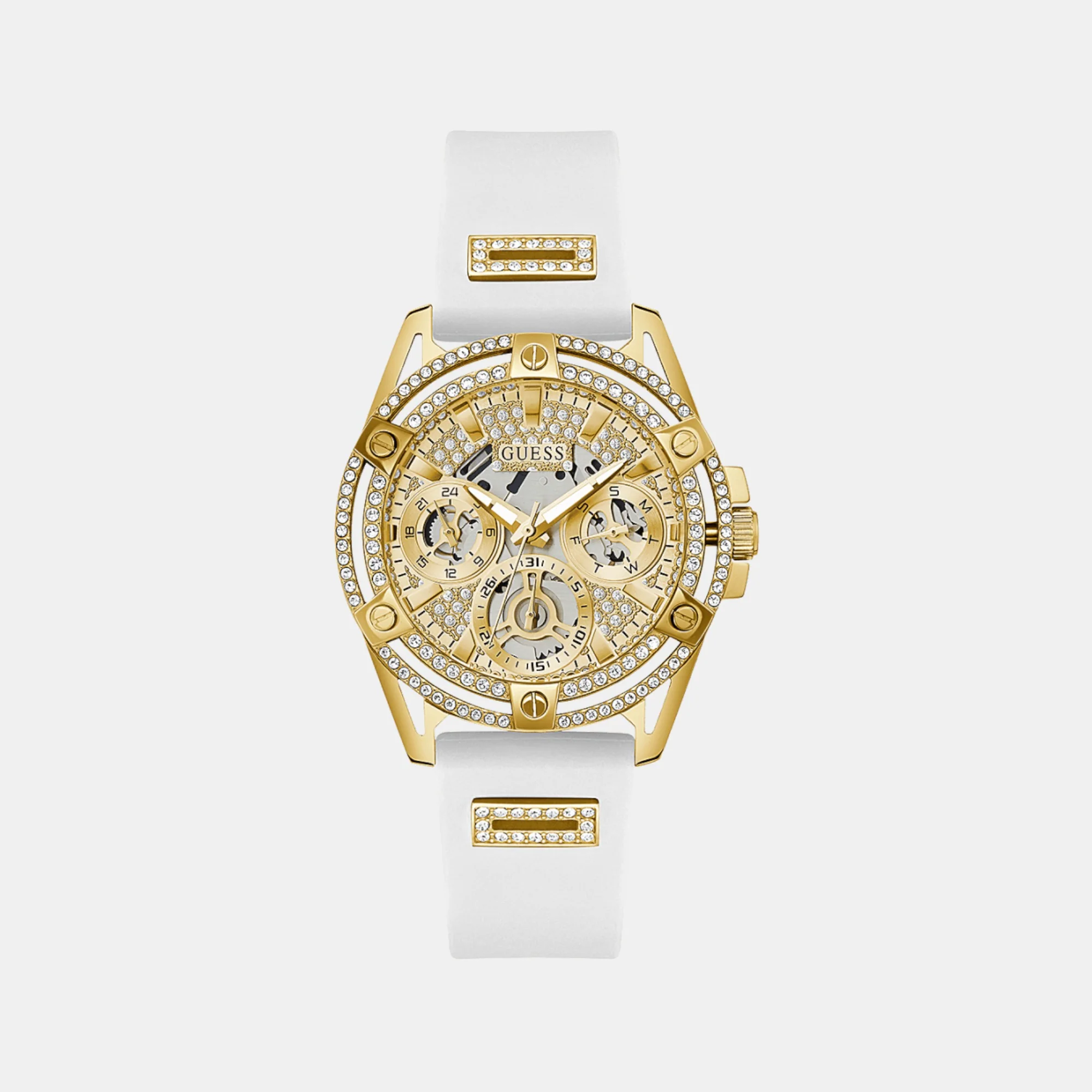 Women Quartz Beige Dial Chronograph Silicone Watch GW0536L2