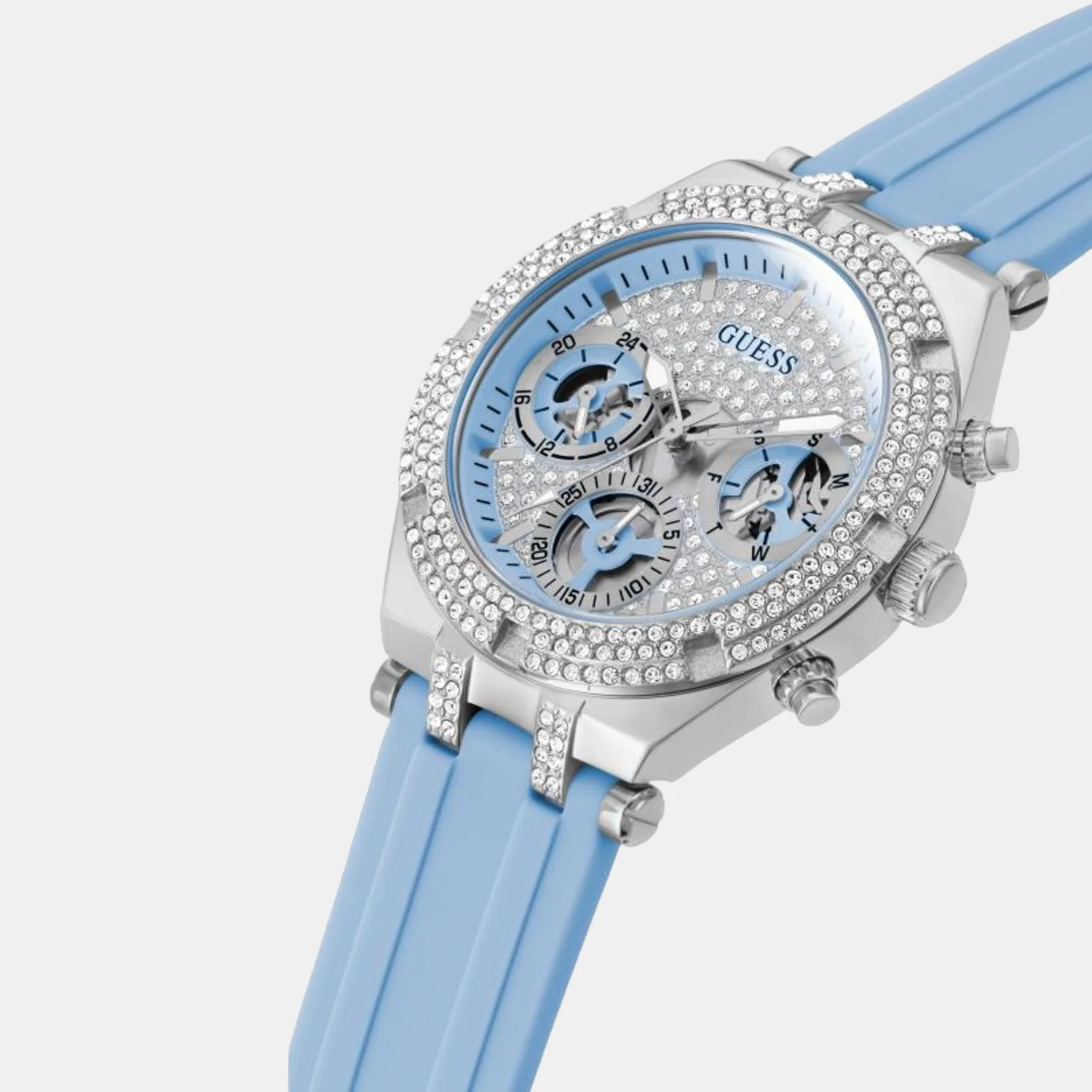Women Quartz Blue Dial Chronograph Silicone Watch GW0407L1 - Image 4