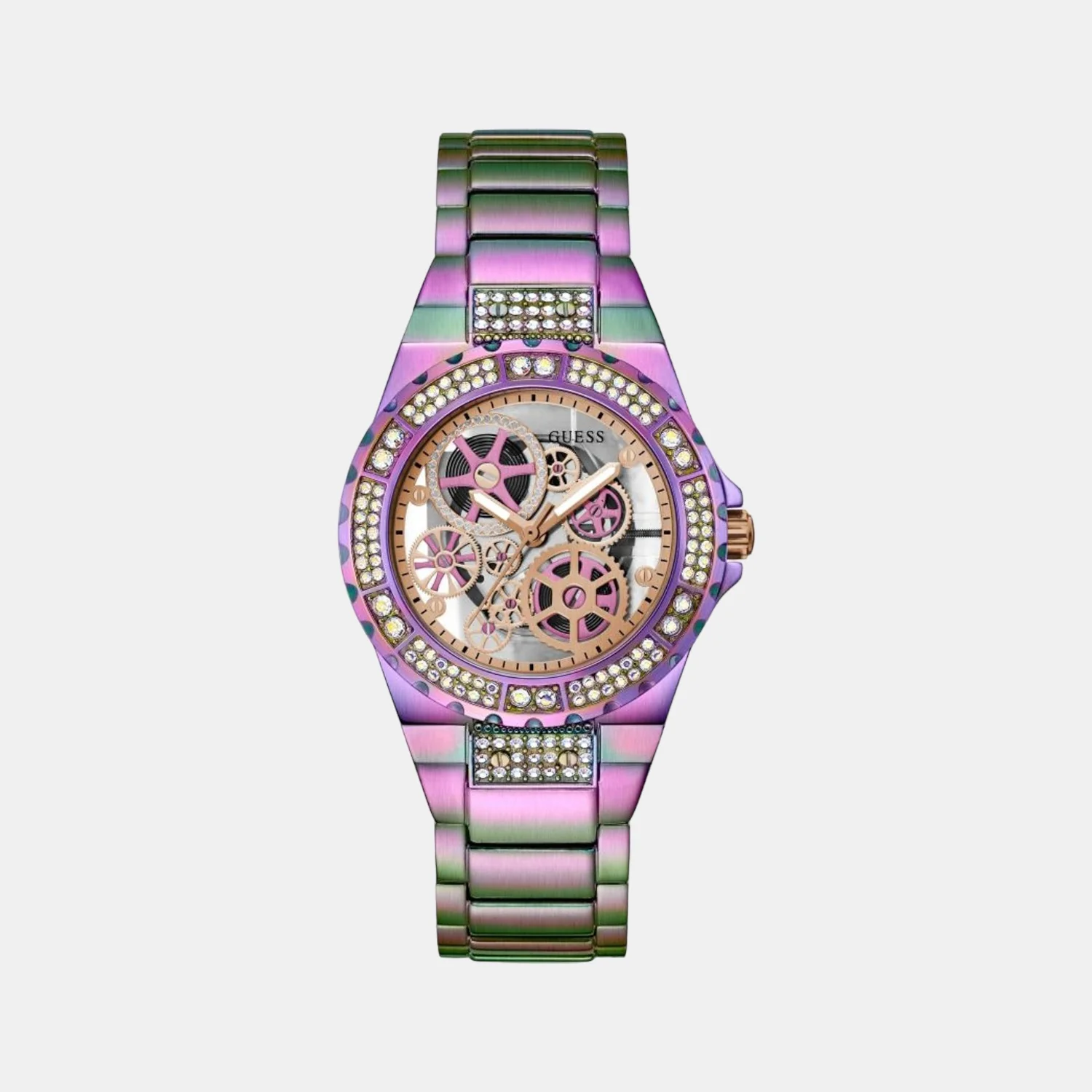 Women Quartz Purple Dial Analog Stainless Steel Watch GW0302L3