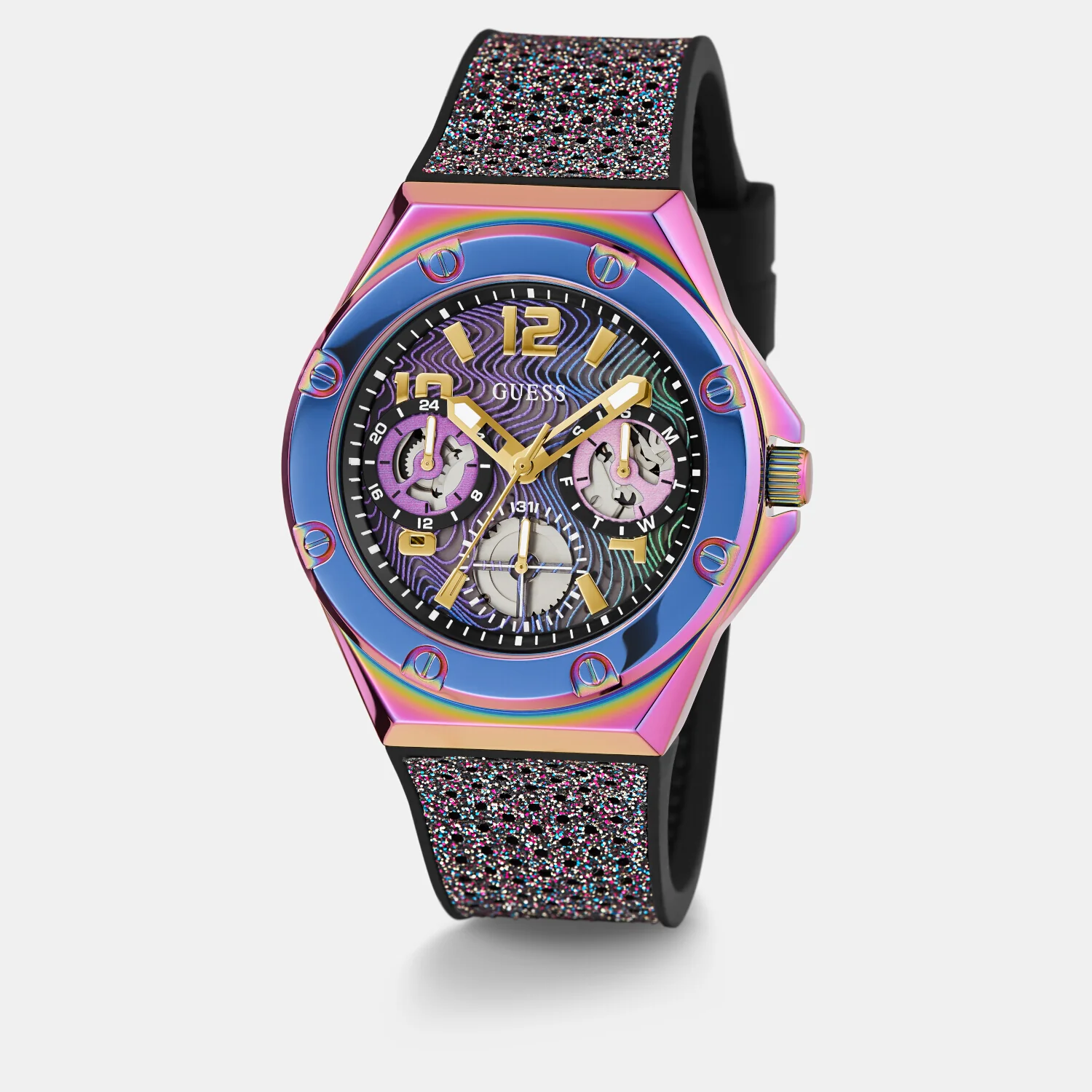 Women Quartz Two Tone Dial Chronograph Silicone Watch GW0620L4 - Image 5