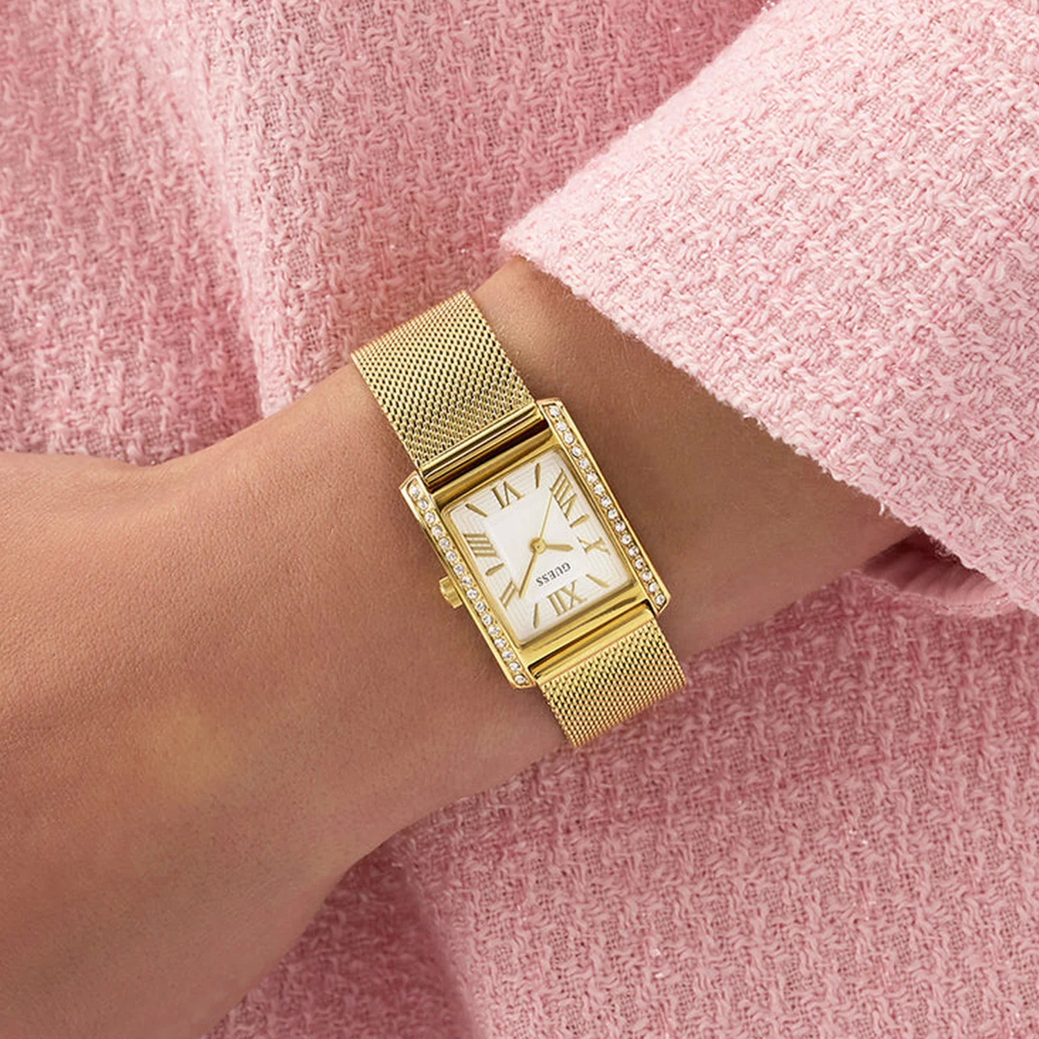 Women Quartz White Dial Analog Mesh Watch GW0997L2 - Image 7