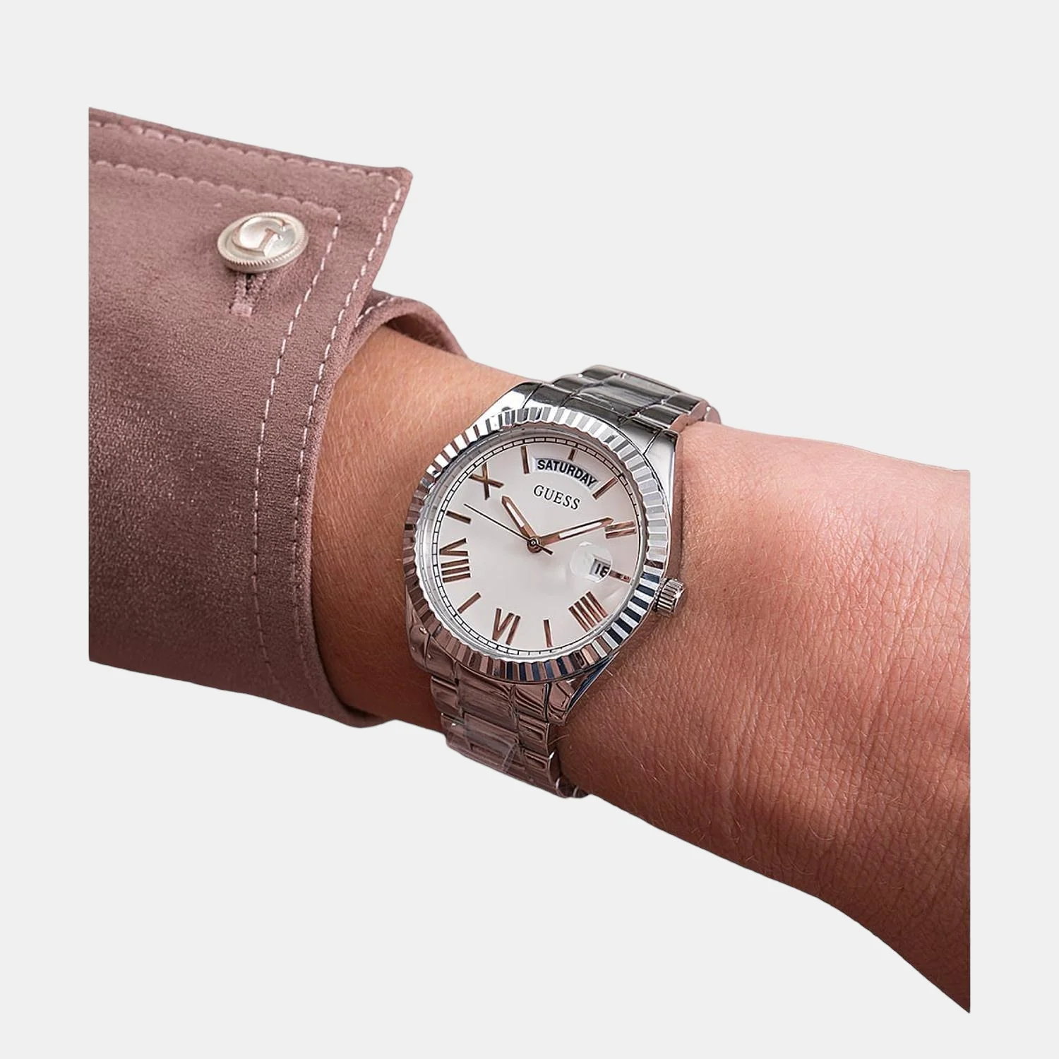 Women Quartz White Dial Analog Stainless Steel Watch GW0308L1 - Image 4