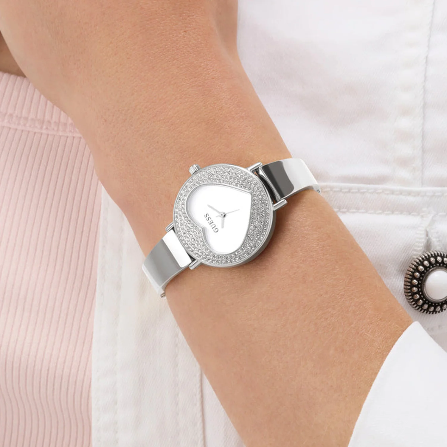 Women Quartz White Dial Analog Stainless Steel Watch GW0991L1 - Image 5
