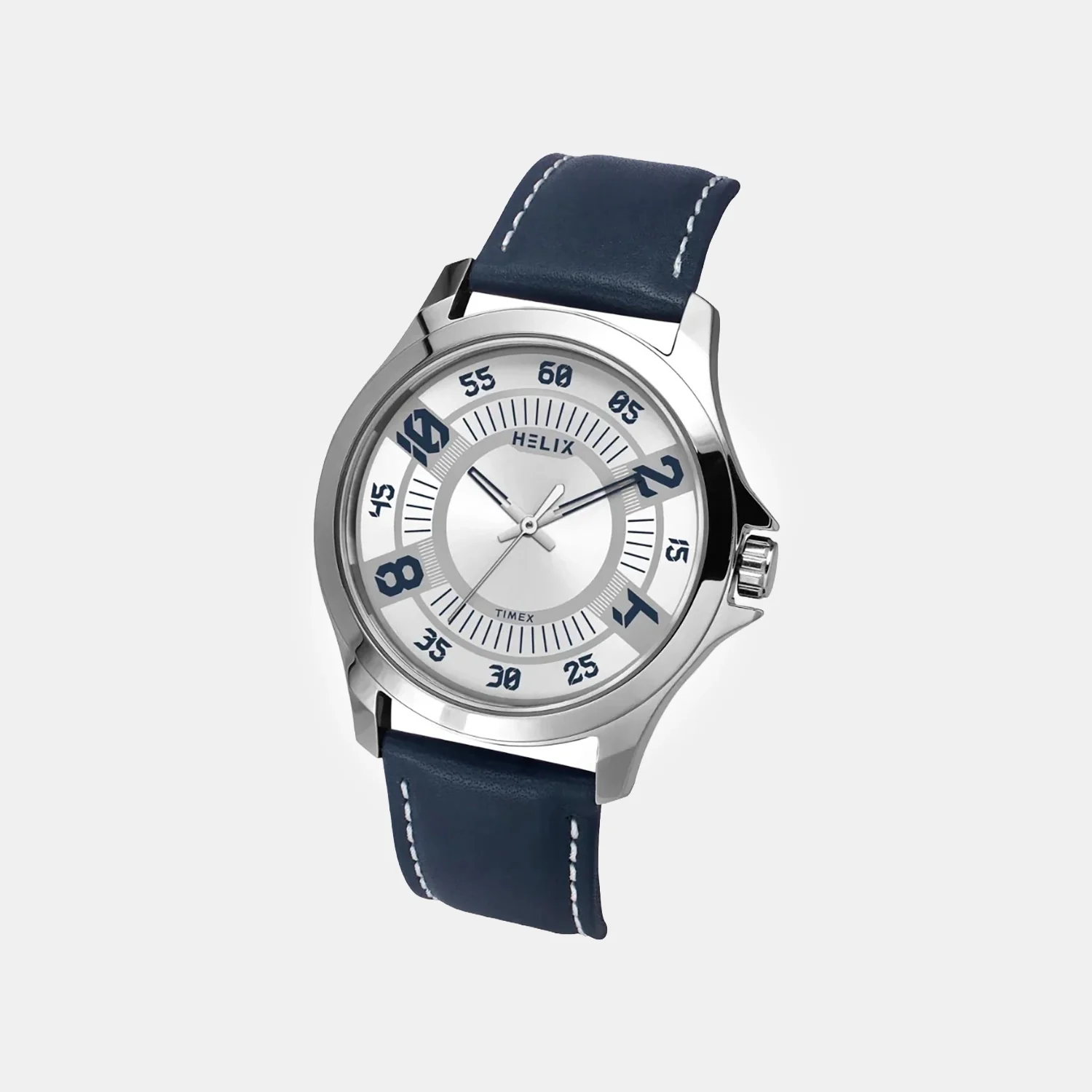 Men Quartz Silver Dial Analog Leather Watch TW055HG00 - Image 2