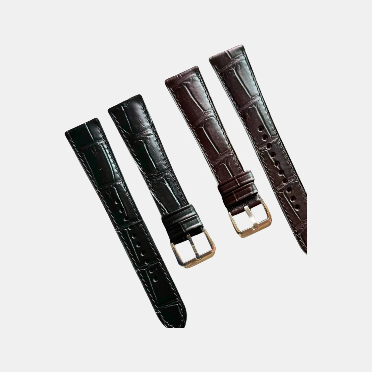 Men Croc Print Italian Leather Strap GRACE IN CROC99- ESPRESSO 22 MM - Image 5