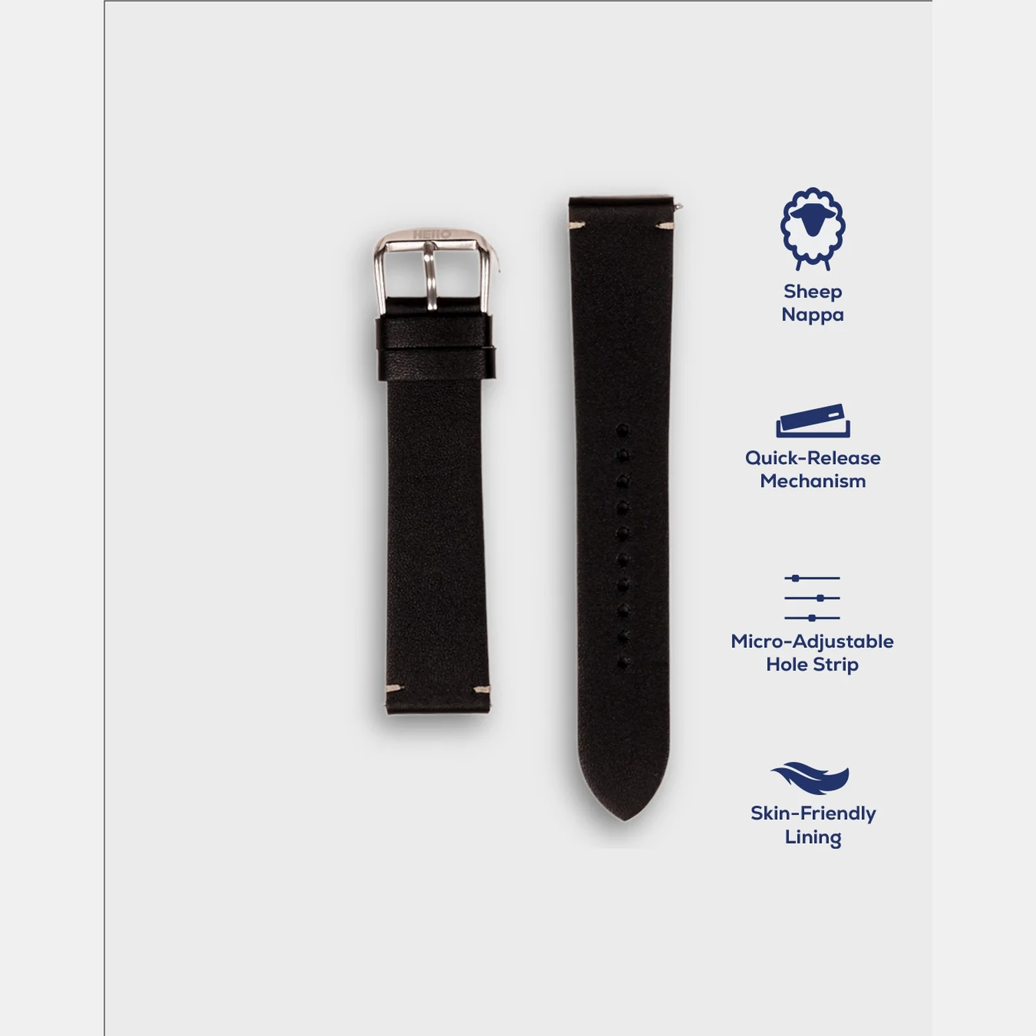 Men Sheep Nappa Leather Strap INTRO 2.0 DS - BLACK HAWK 20 MM - Image 4