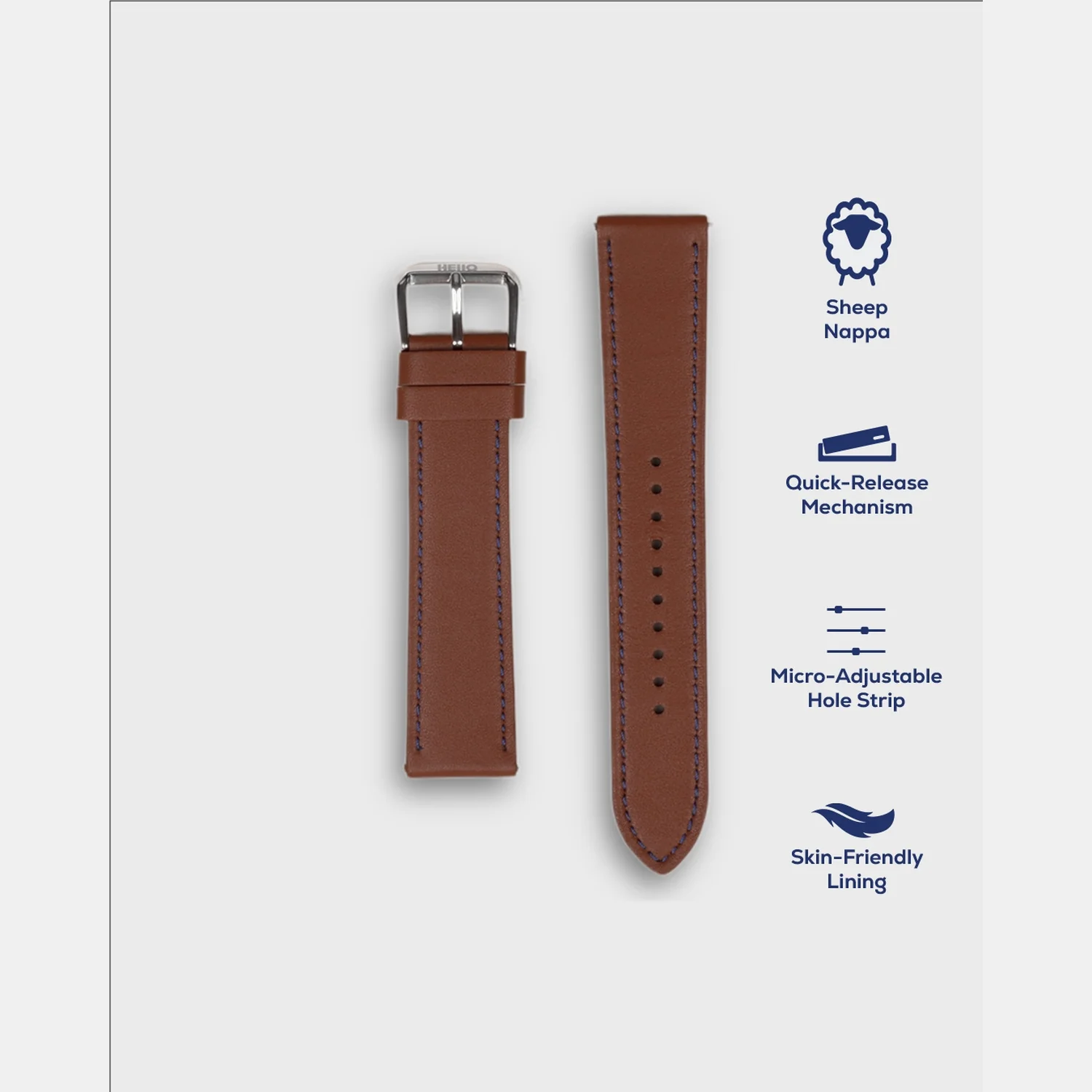 Men Sheep Nappa Leather Strap INTRO 2.0 PS - GINGERBREAD 18 MM - Image 4