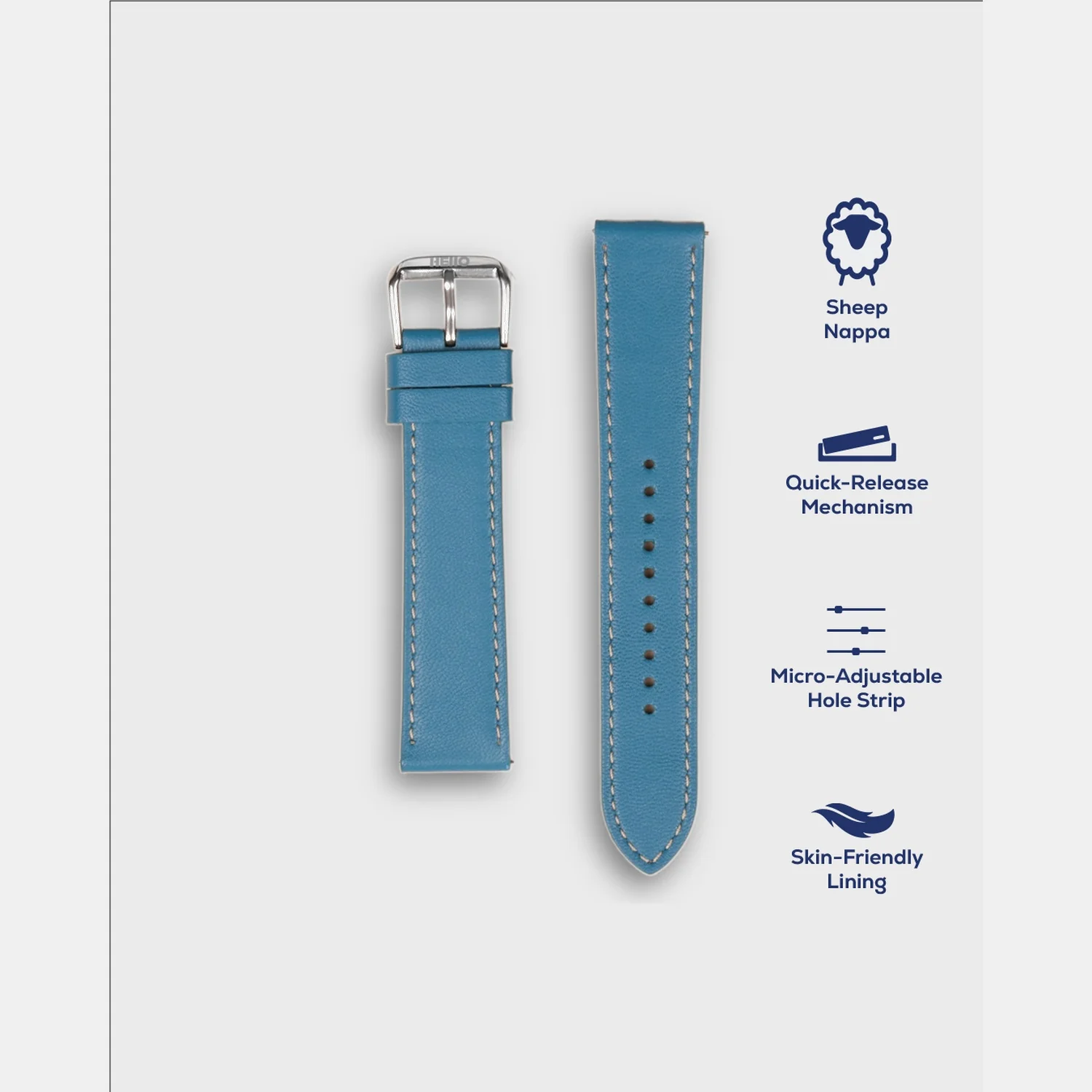 Men Sheep Nappa Leather Strap INTRO 2.0 PS - IGUANA BLUE 18 MM - Image 4