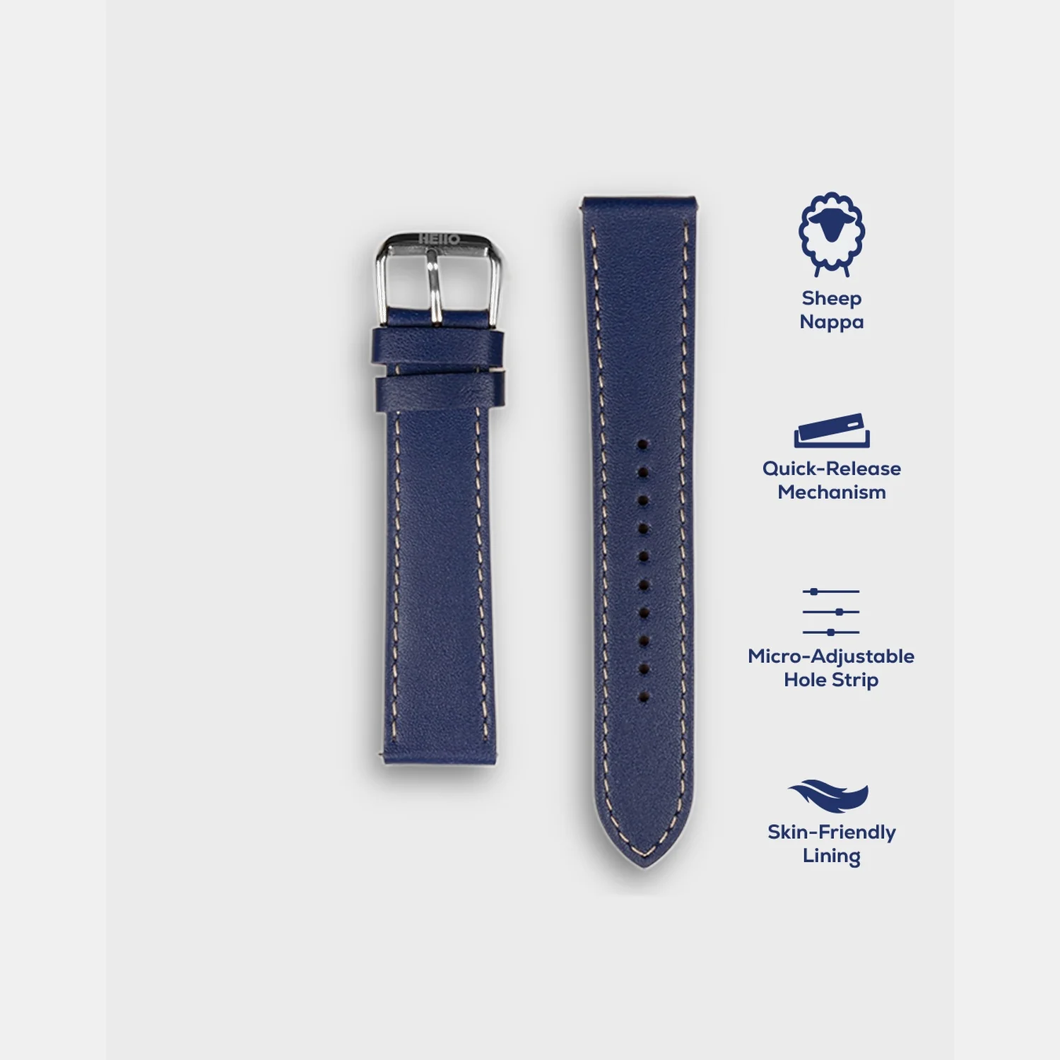 Men Sheep Nappa Leather Strap INTRO 2.0 PS - VAN GOGH BLUE 18 MM - Image 4