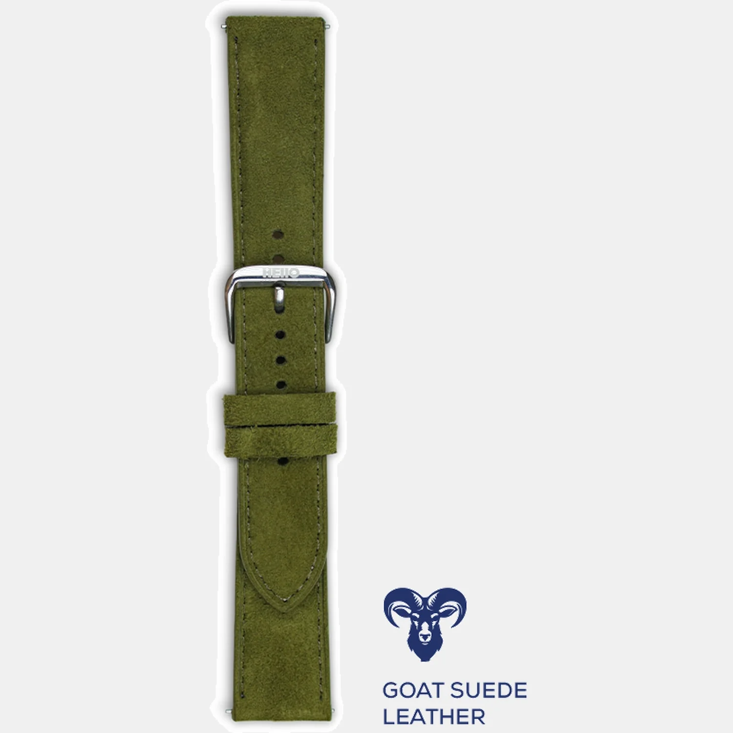Men Suede Leather Strap GRACE IN SUEDE- OLIVE MOSS 22 MM - Image 3