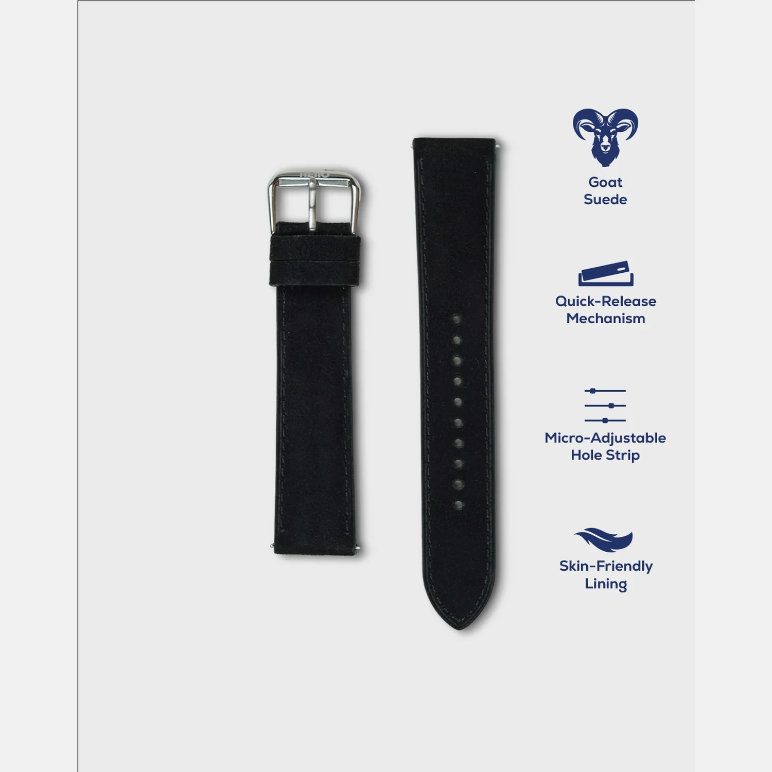 Men Suede Leather Strap GRACE IN SUEDE- WINTER NIGHT 22 MM - Image 4