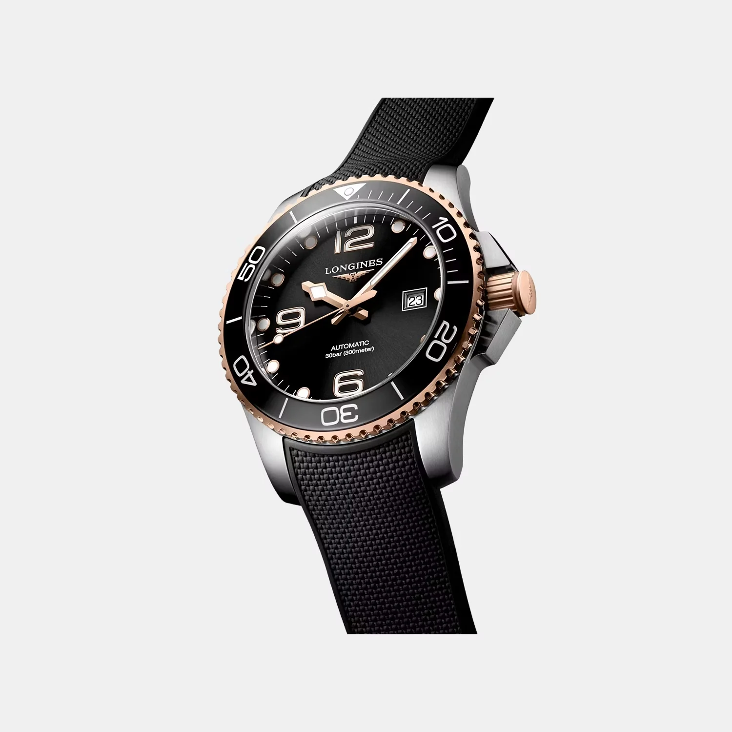 HydroConquest Men Automatic Black Dial Analog Rubber Watch L37823589 - Image 4