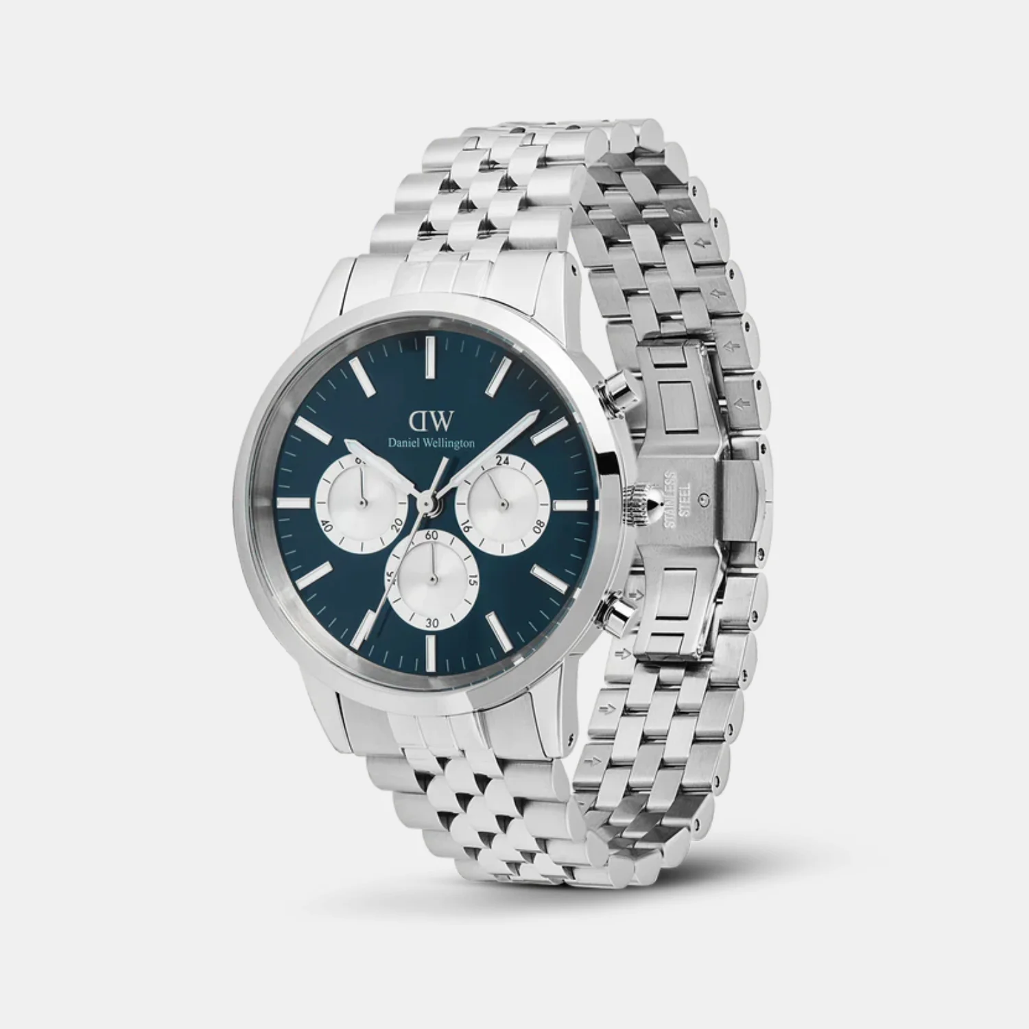 Iconic Arctic Panda Men Quartz Blue Dial Chronograph Stainless Steel Watch DW00100874K - Image 2