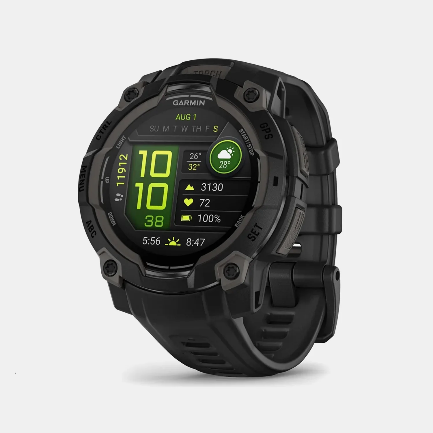 Instinct 3 Unisex Black Dial Digital Silicone Watch 010-02936-00 - Image 2