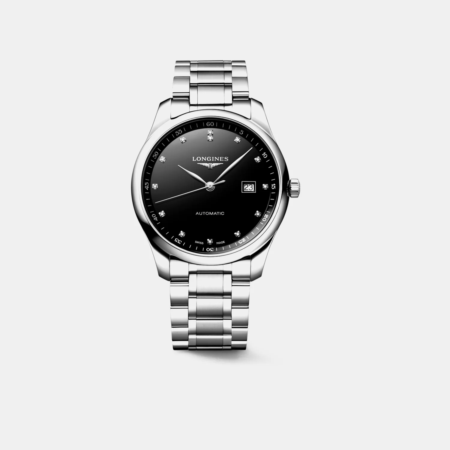 Men Automatic Black Dial Analog Stainless Steel Watch L28934576