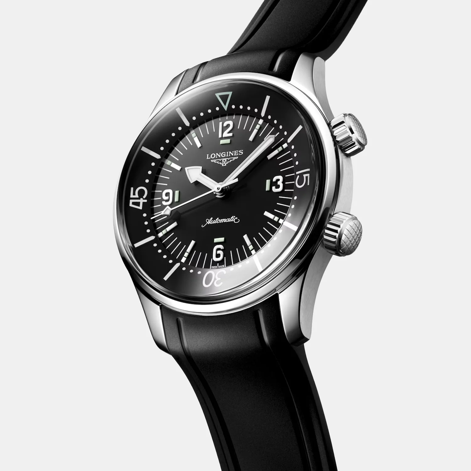 Men Automatic Black Dial Analog Rubber Watch L37644509 - Image 3