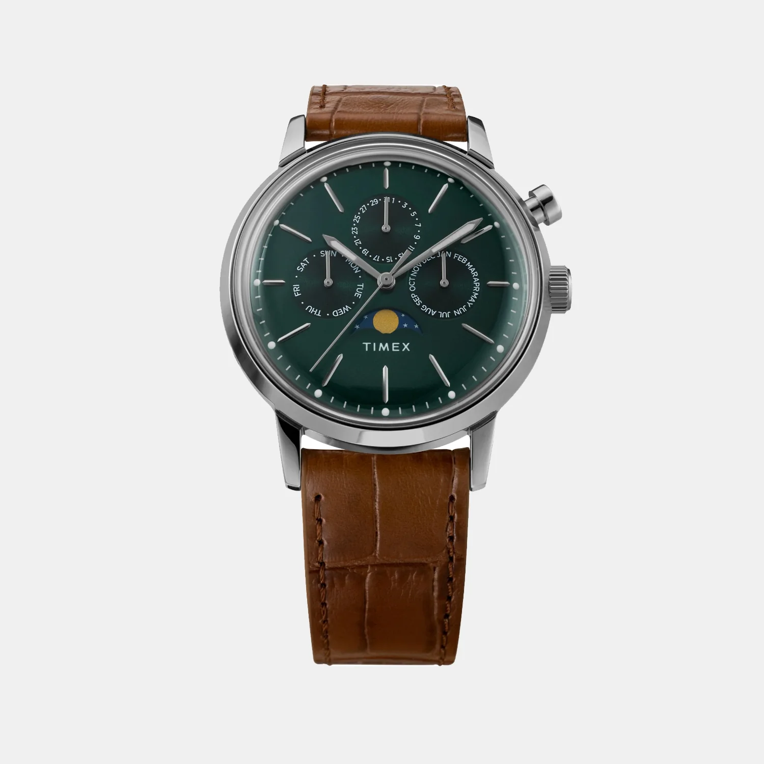 Marlin Men Quartz Green Dial Multi-Function Leather Watch TWEG26800 - Image 2
