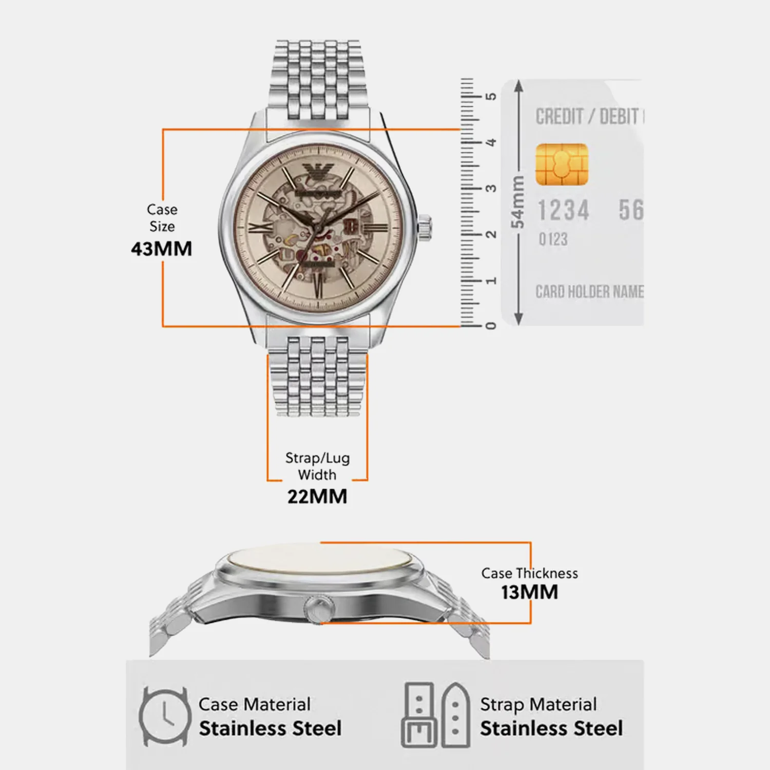Men Automatic Beige Dial Analog Stainless Steel Watch AR60095 - Image 4